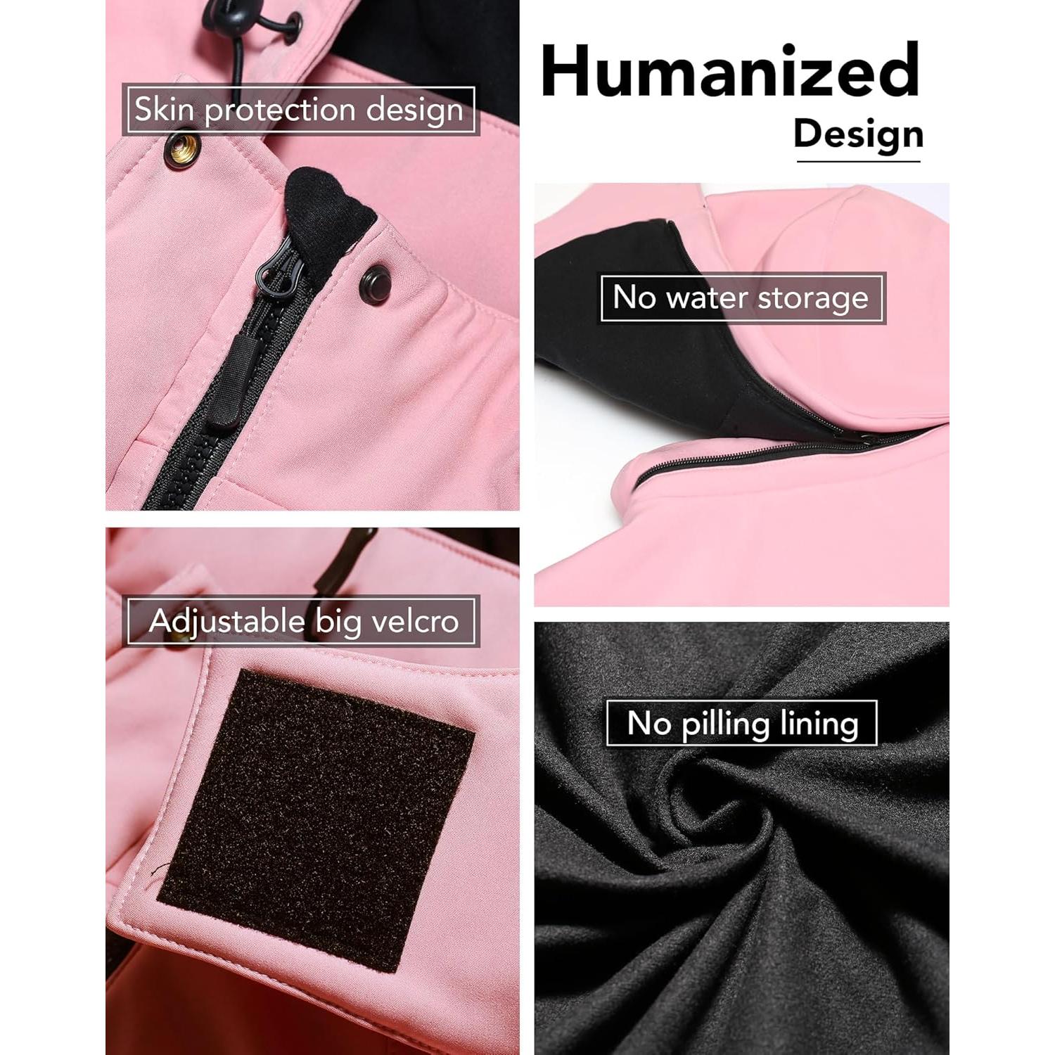 Chaqueta Impermeable Calentada VERGOO para Mujeres Rosa 18400mAh