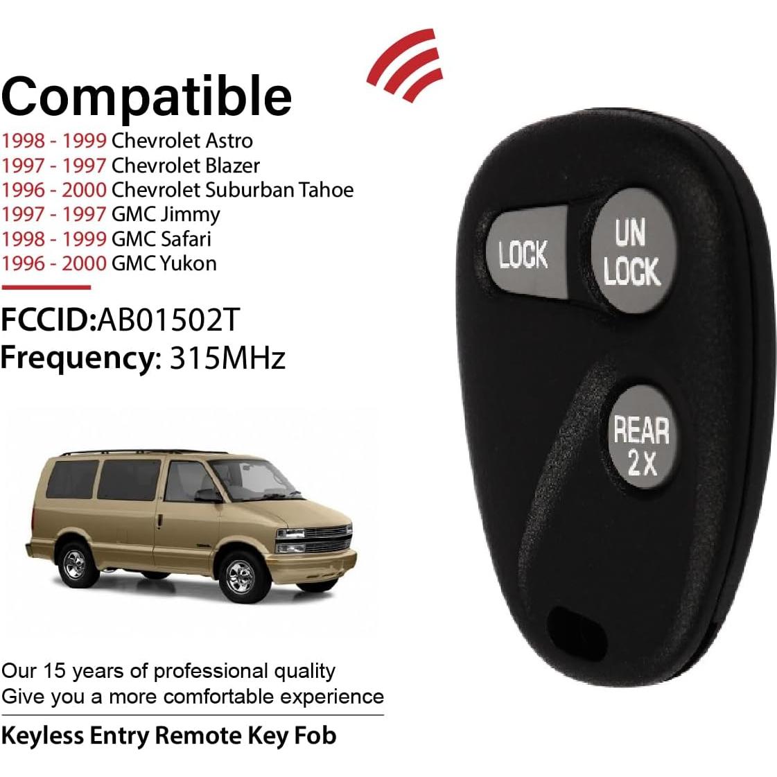 Control Remoto Llave Chevrolet GMC AB01502T 3 Botones
