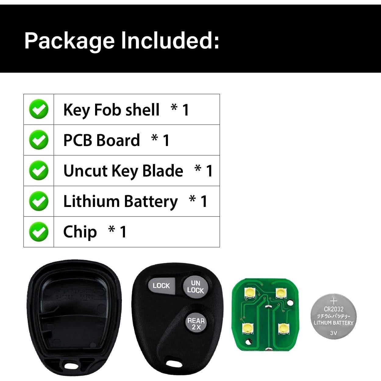 Control Remoto Llave Chevrolet GMC AB01502T 3 Botones