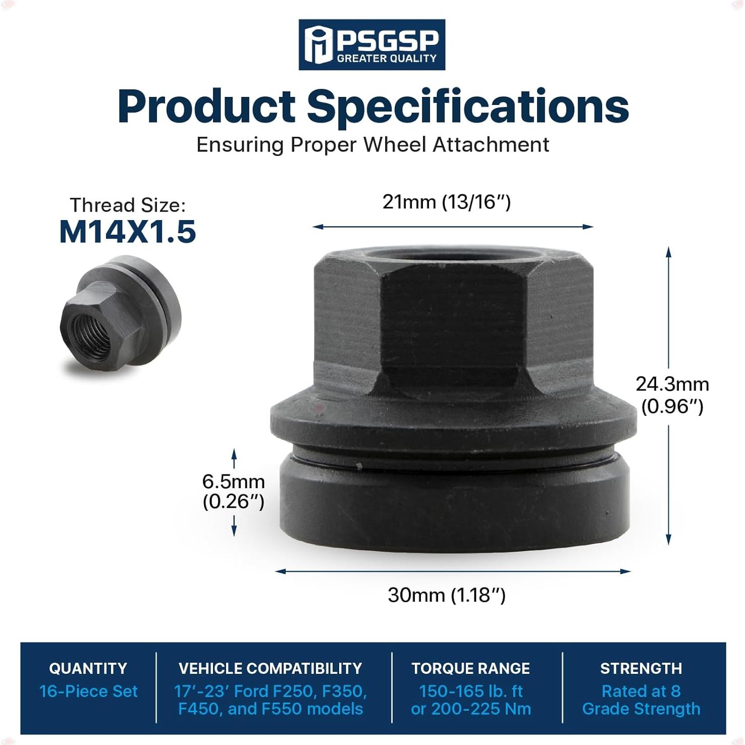 Tuercas de Rueda M14x1.5 Negras 4PCS para Ford 2017-2023