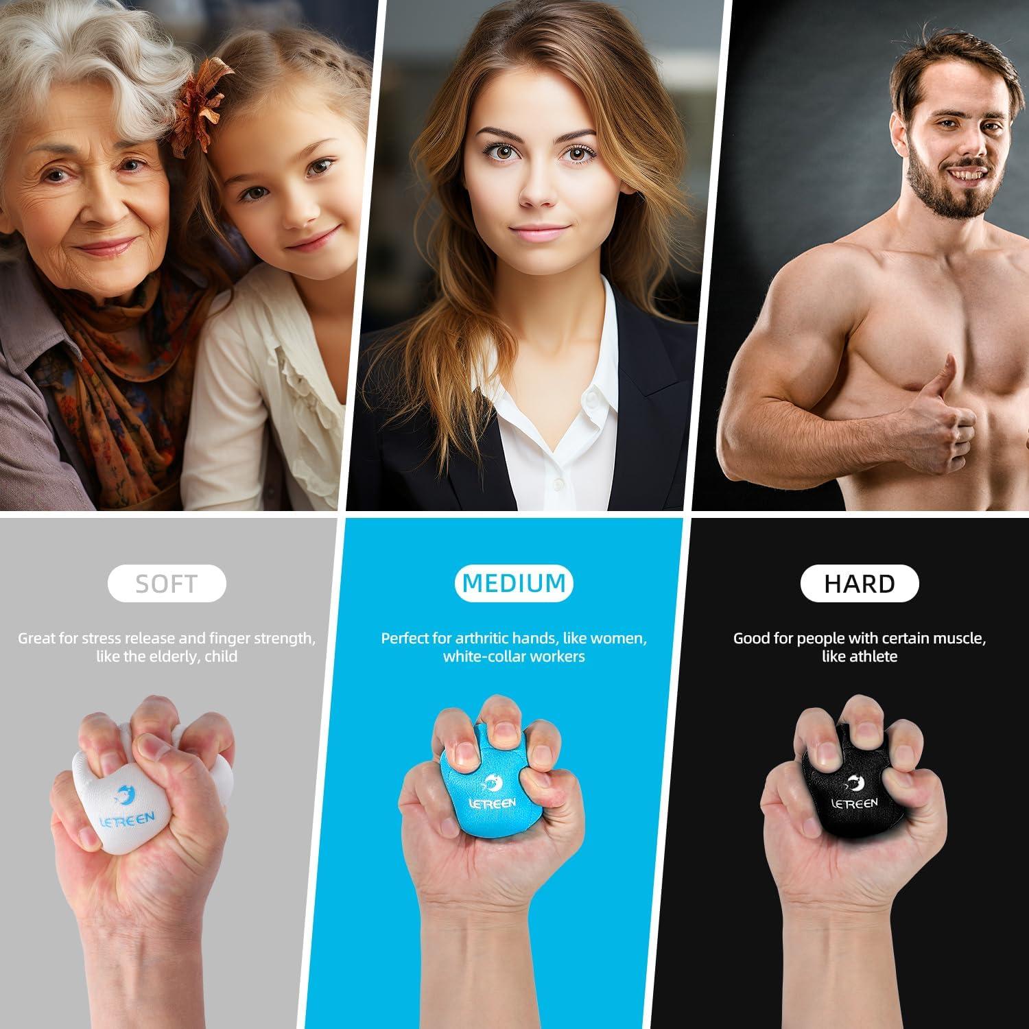 Stress Ball, Tri-Density Stress Balls for Adults & Grip Strengthening, Squeeze Balls for Hand Therapy, Squishy Stress Ball, Hand Strengthener Ball, Hand Balls for Therapy