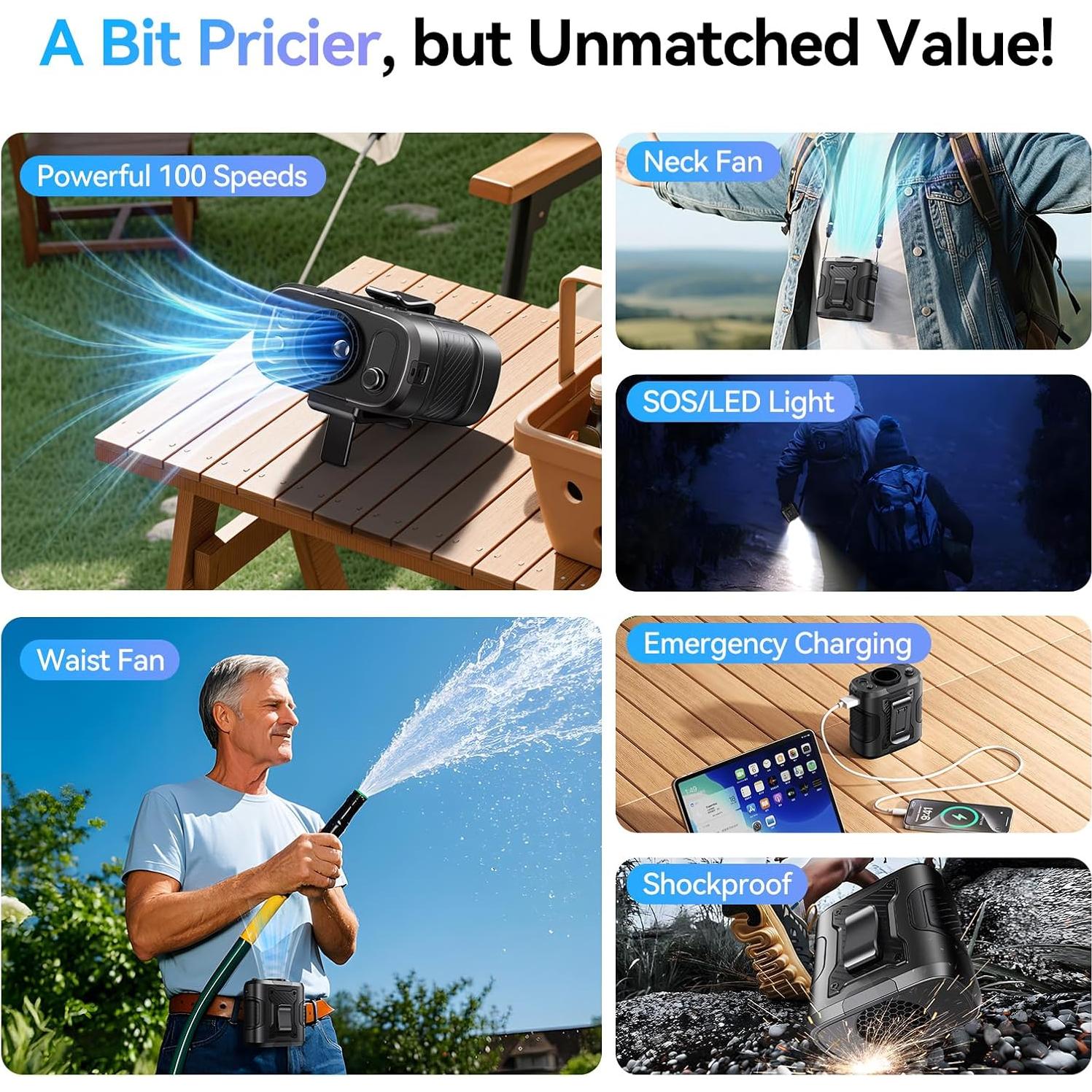 Ventilador de Cintura KIMMOO 5 en 1 Recargable 13500RPM