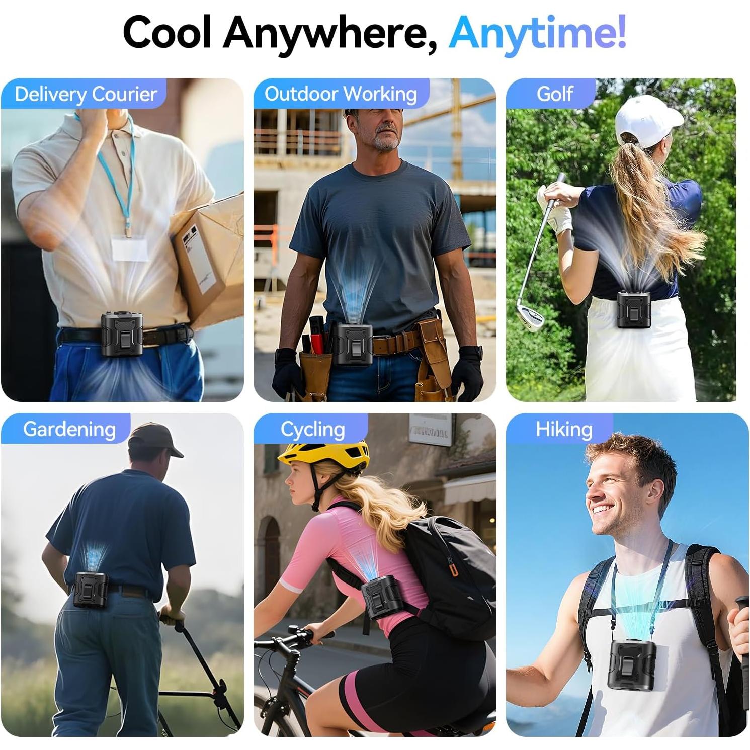 Ventilador de Cintura KIMMOO 5 en 1 Recargable 13500RPM