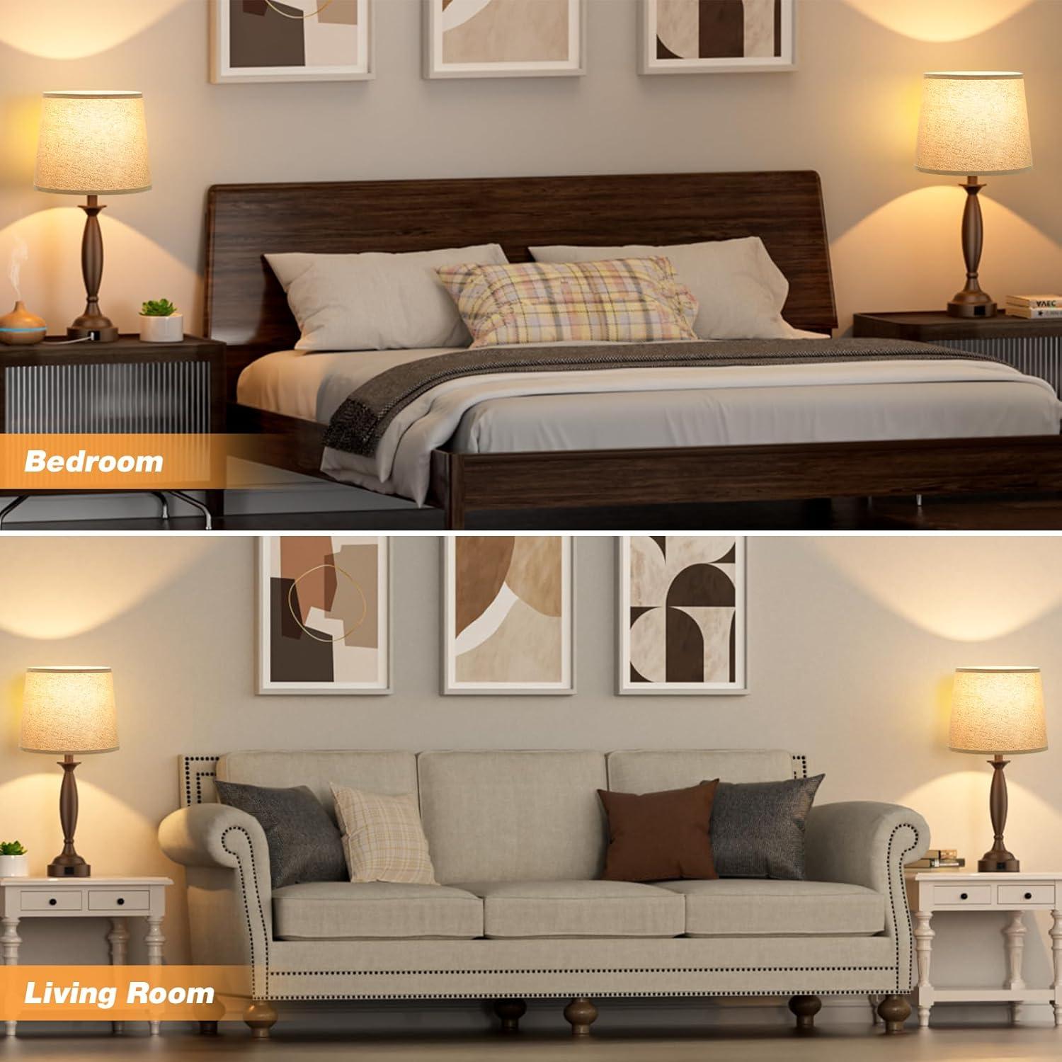 Juego de 2 Lámparas de Mesa Seealle Beige y Marrón 57cm