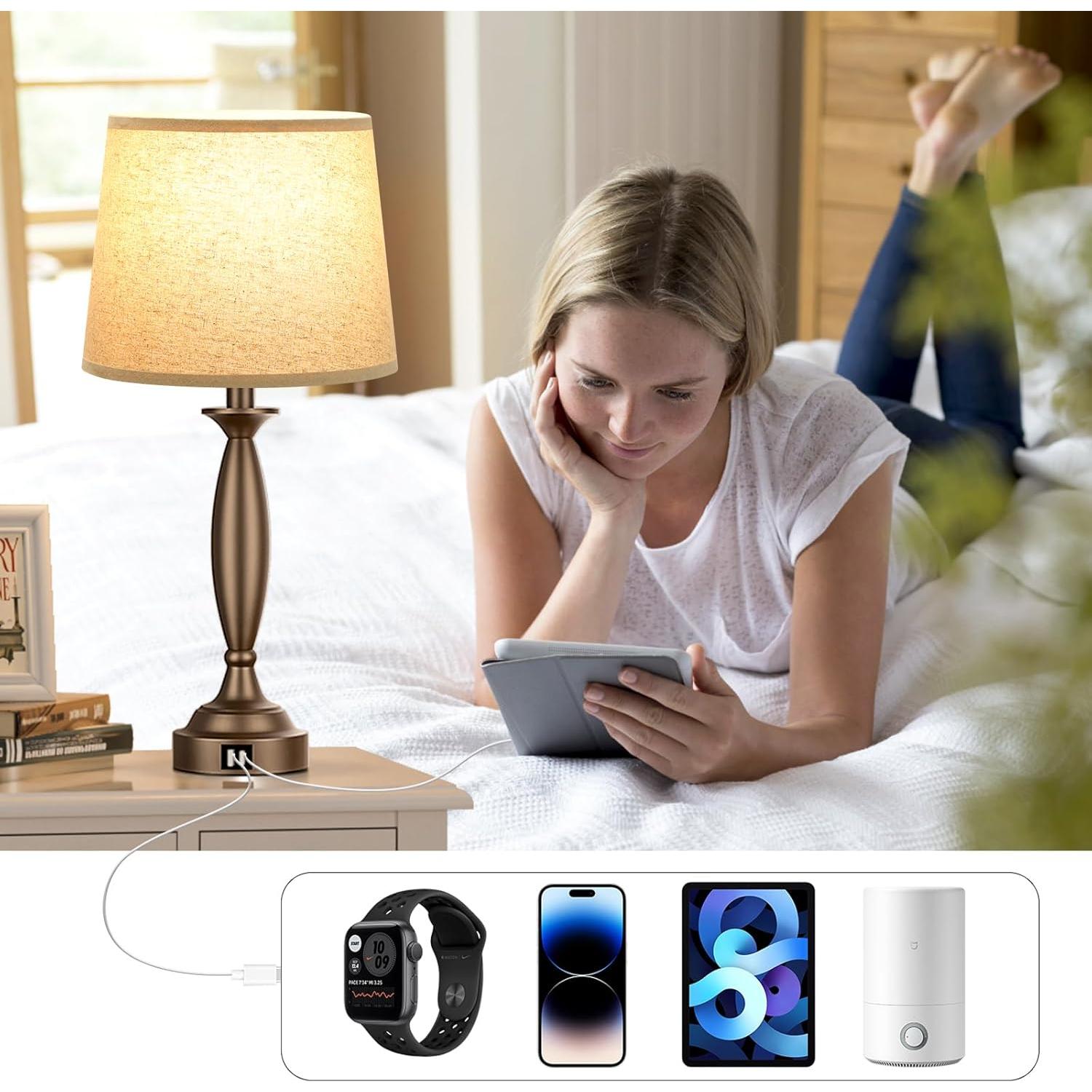 Juego de 2 Lámparas de Mesa Seealle Beige y Marrón 57cm