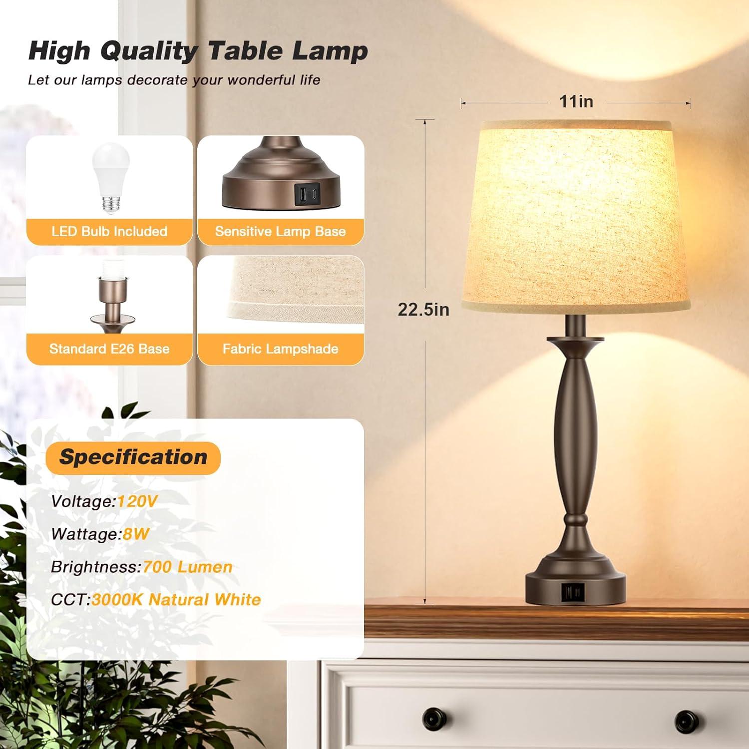 Juego de 2 Lámparas de Mesa Seealle Beige y Marrón 57cm