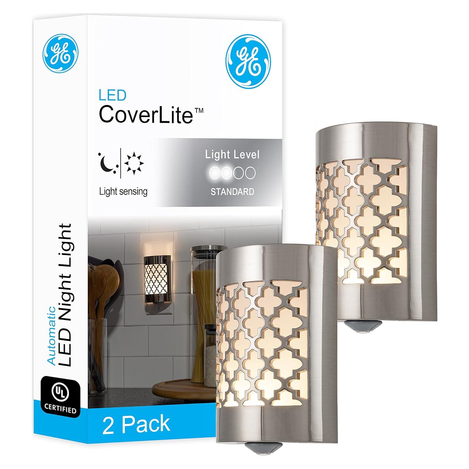 Luz Nocturna LED GE CoverLite 2 Paquete con Sensor Crepúsculo