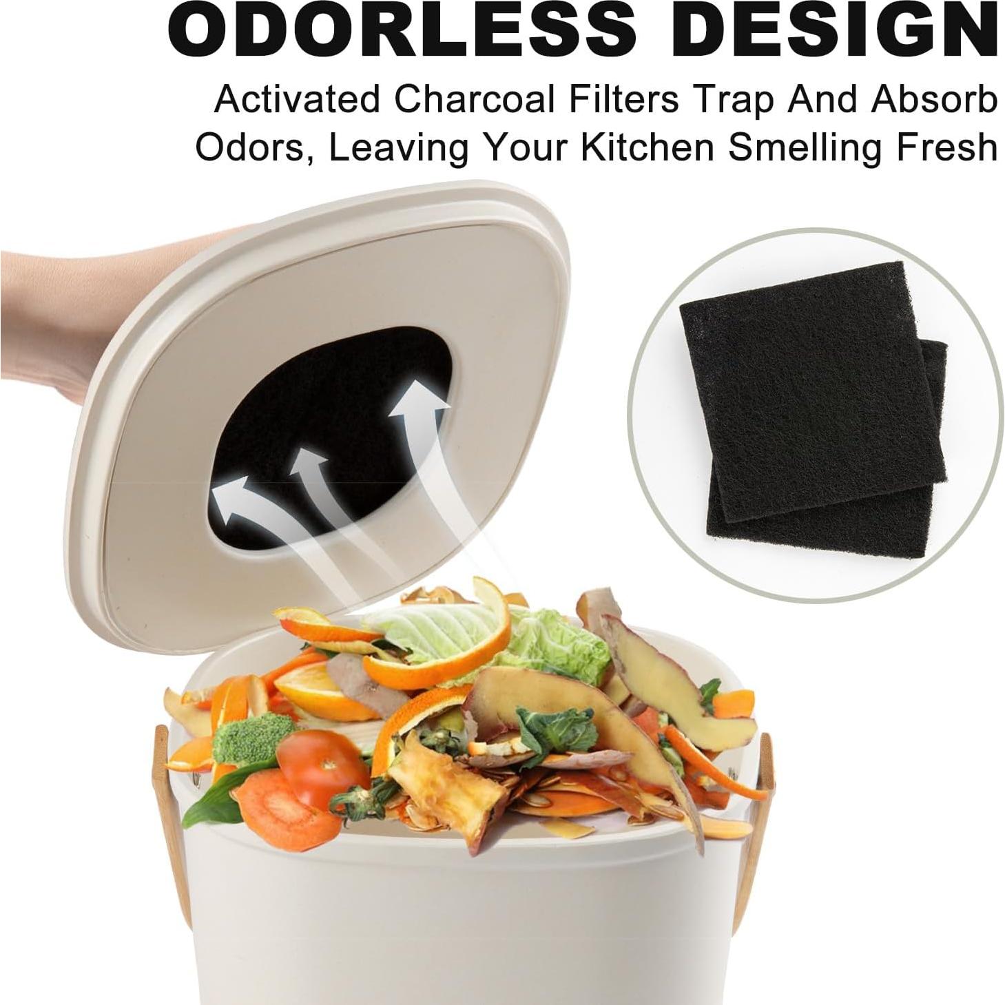 Contenedor de Compost LALASTAR 3.78L Fibra de Bambú Crema