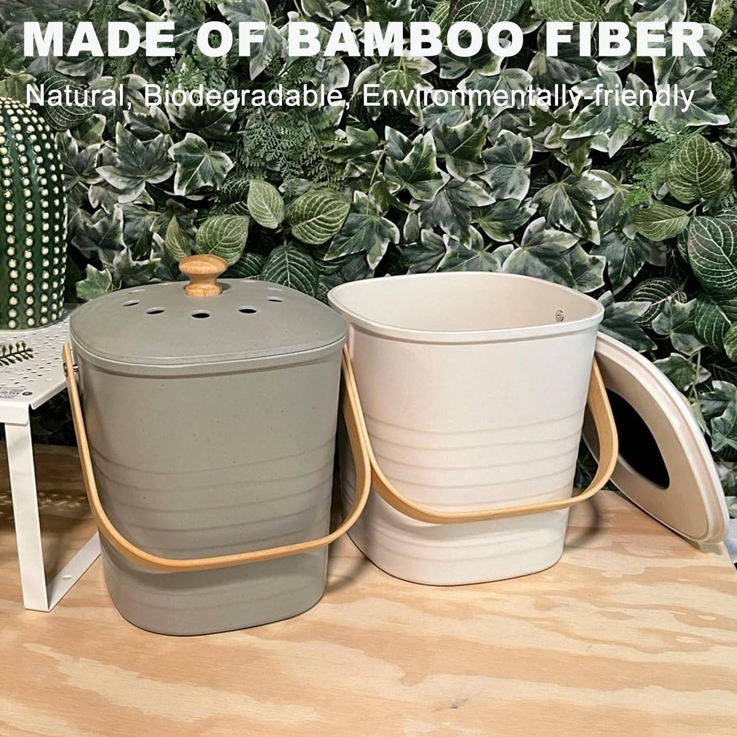 Contenedor de Compost LALASTAR 3.78L Fibra de Bambú Crema