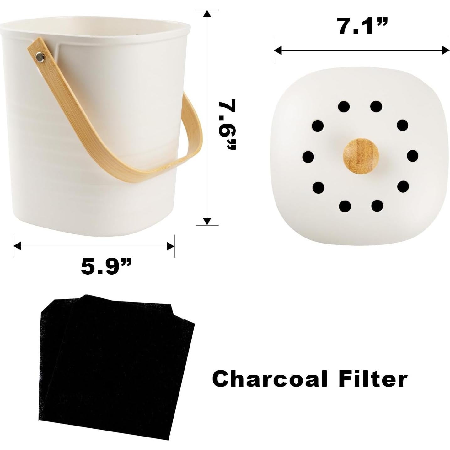 Contenedor de Compost LALASTAR 3.78L Fibra de Bambú Crema