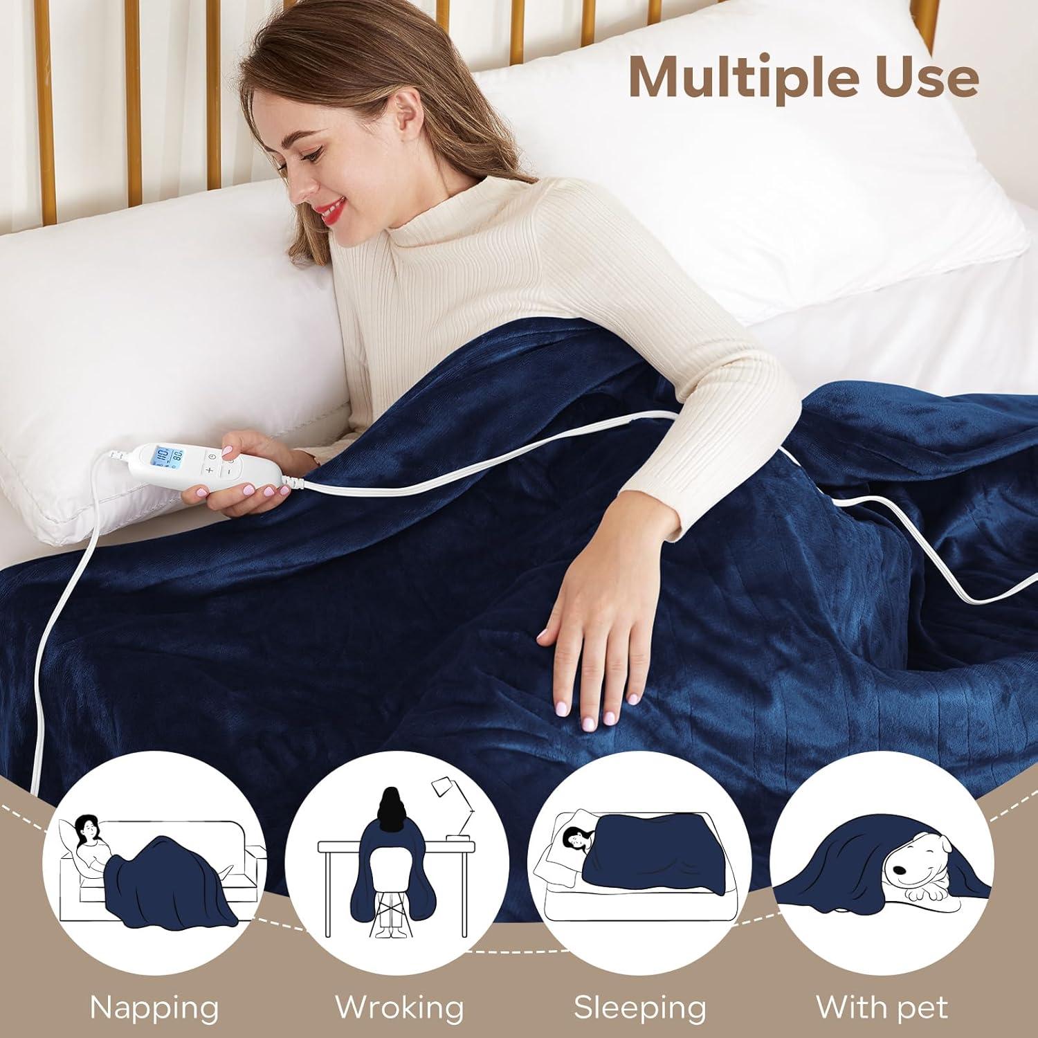 Manta Eléctrica Calentada FIGERM 213x229 cm 6 Niveles Azul