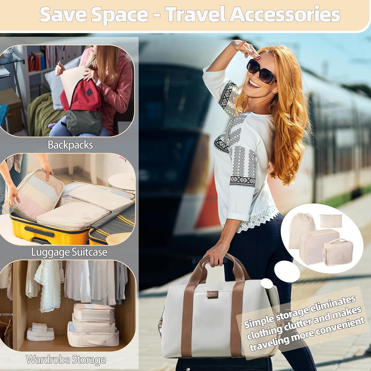 Juego de 10 Cubos de Empaque LUCDNC - Organizador de Viaje Beige