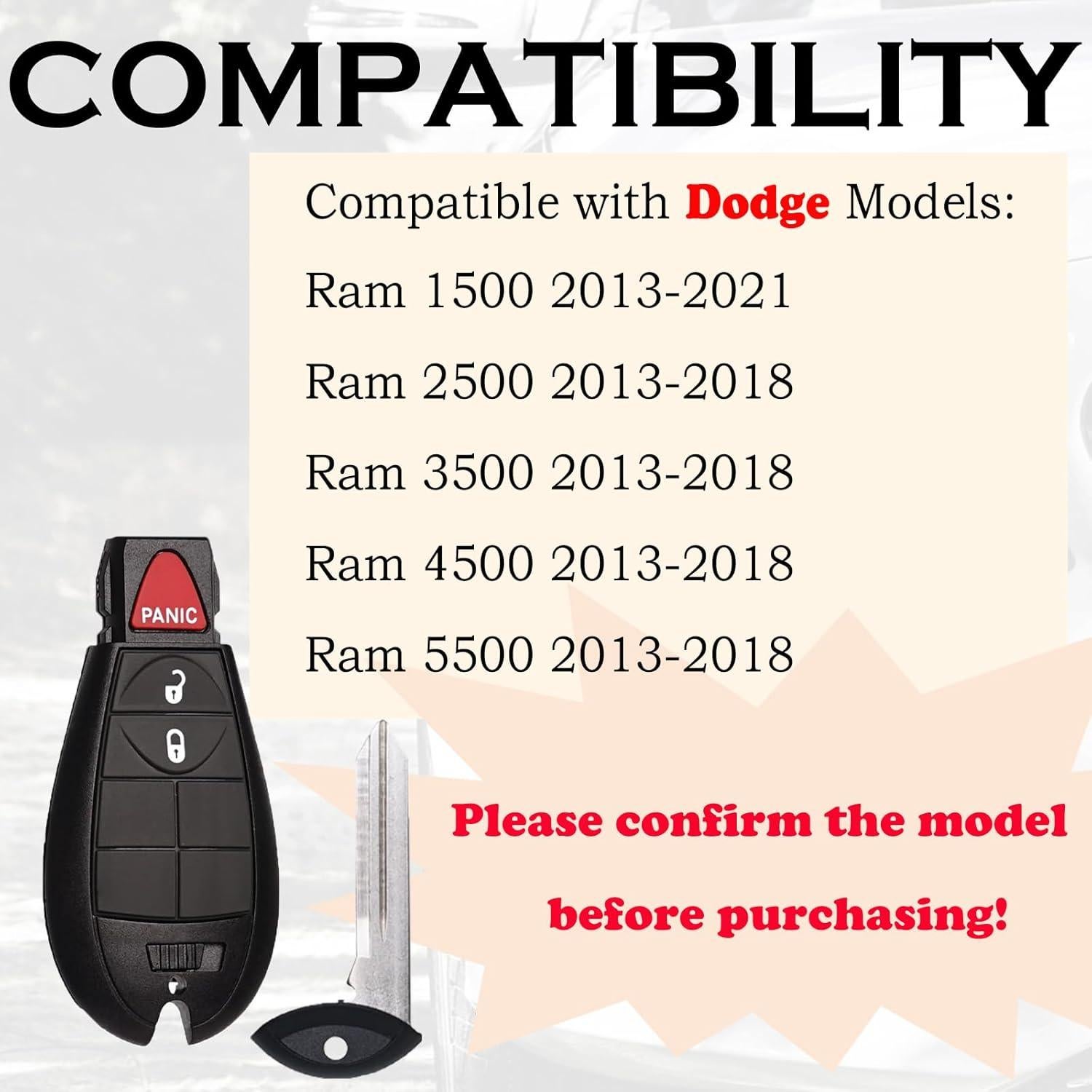 Control Remoto Entrada Sin Llave SUPALAND 3 Botones Dodge Ram 2013-2021