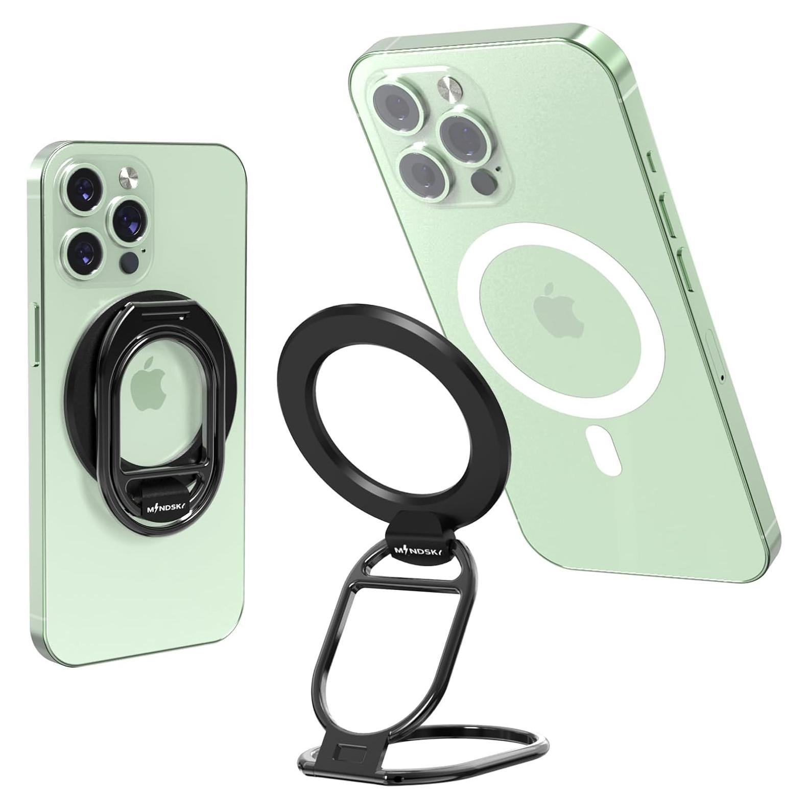 MINDSKY Mag-Safe Phone Stand Phone Grip Compatible with iPhone 12/13/14/15 Mini/Pro/Pro Max Accessories Removable Magnetic Finger Phone Ring Grip(Black)