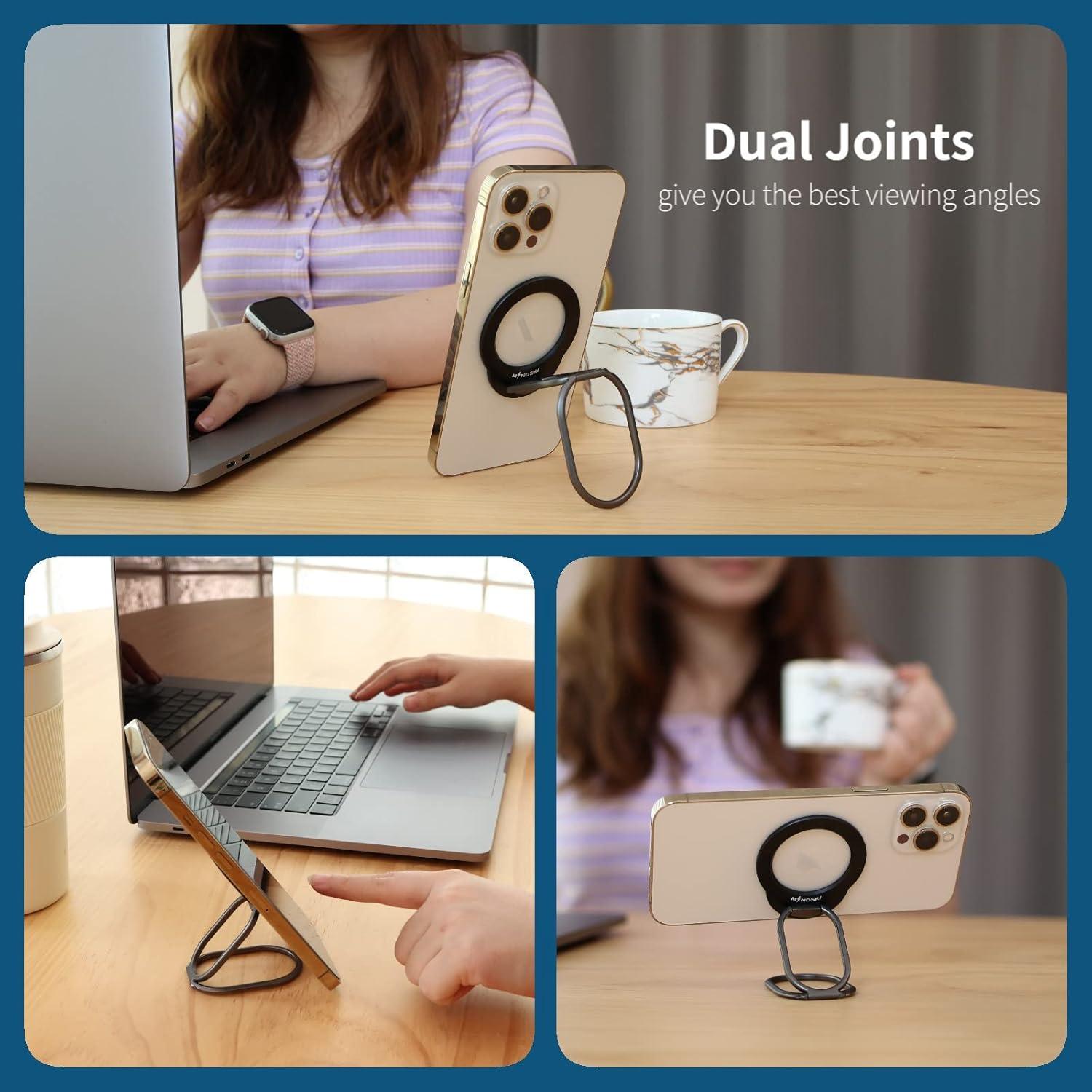 MINDSKY Mag-Safe Phone Stand Phone Grip Compatible with iPhone 12/13/14/15 Mini/Pro/Pro Max Accessories Removable Magnetic Finger Phone Ring Grip(Black)