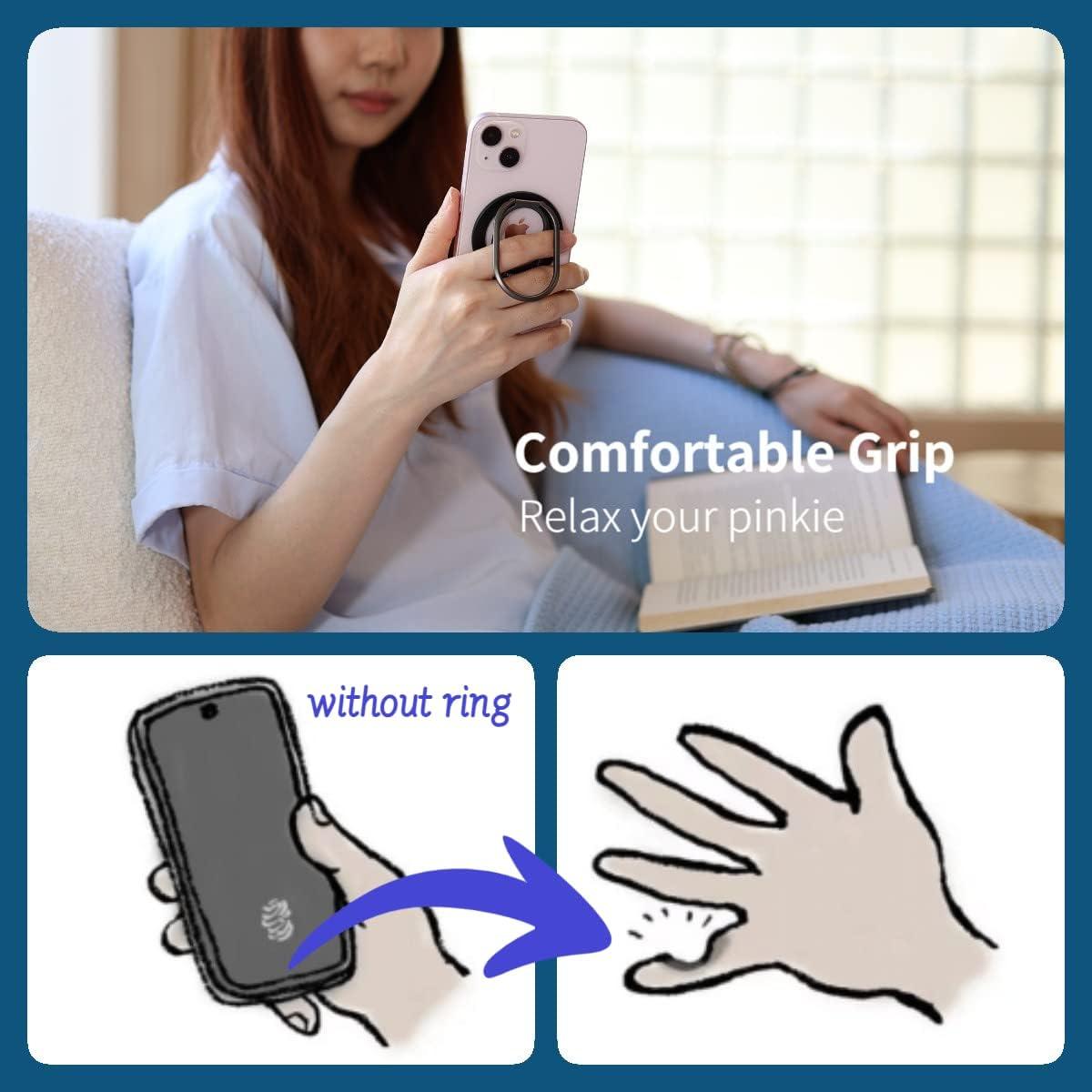 MINDSKY Mag-Safe Phone Stand Phone Grip Compatible with iPhone 12/13/14/15 Mini/Pro/Pro Max Accessories Removable Magnetic Finger Phone Ring Grip(Black)