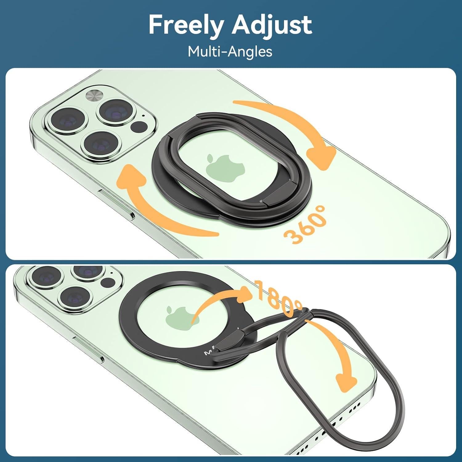 MINDSKY Mag-Safe Phone Stand Phone Grip Compatible with iPhone 12/13/14/15 Mini/Pro/Pro Max Accessories Removable Magnetic Finger Phone Ring Grip(Black)