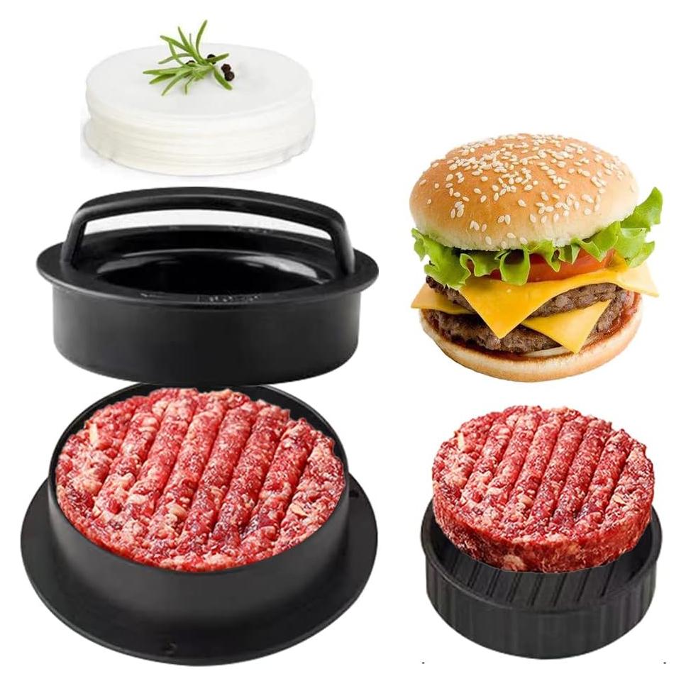 Prensa de Hamburguesas Leden 3-en-1 con 100 Papeles Antiadherente