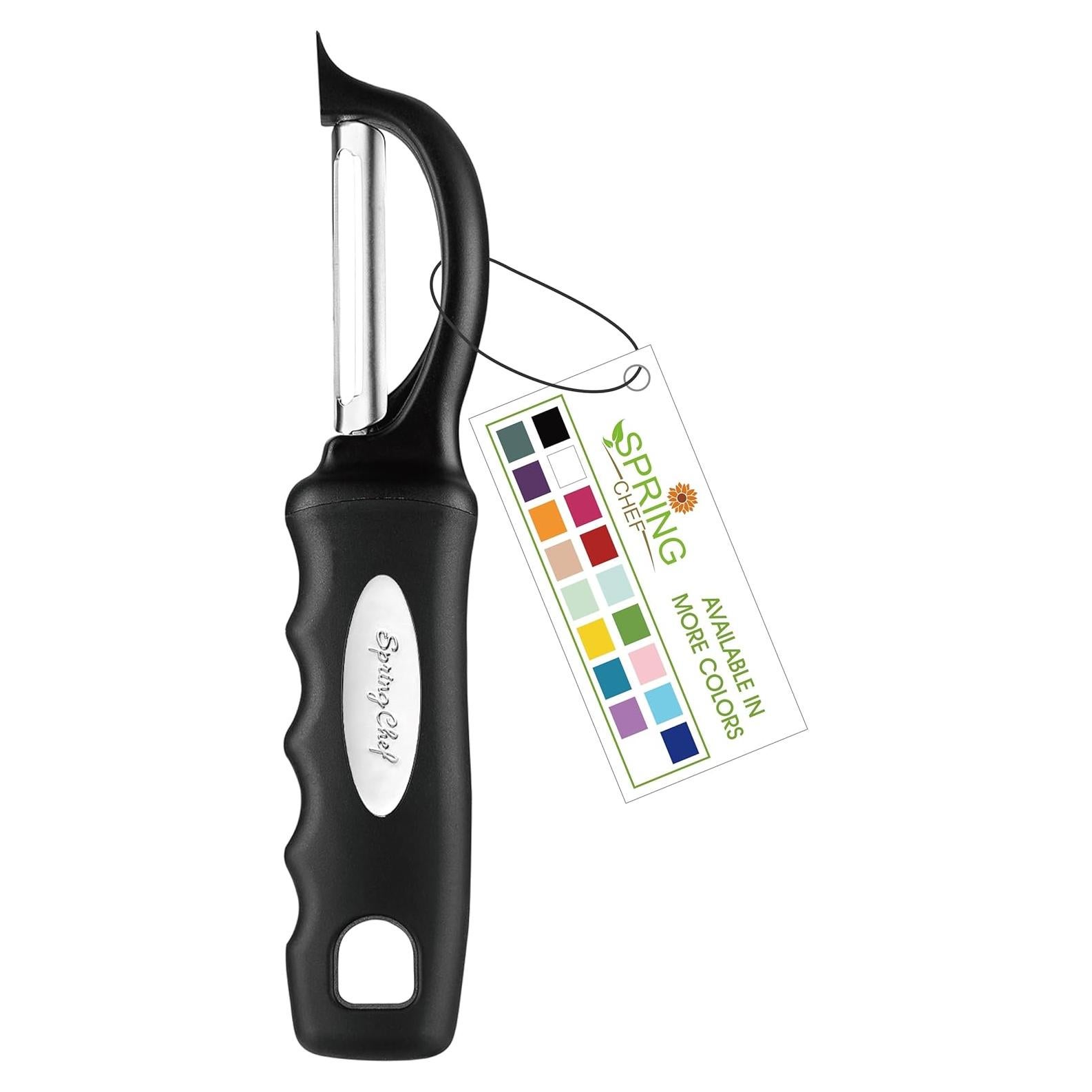 Spring Chef Premium Swivel Vegetable Peeler, Soft Grip Handle and Ultra Sharp Stainless Steel Blades - Perfect Kitchen Peeler For Veggie, Fruit, Potato, Carrot, Apple - Black