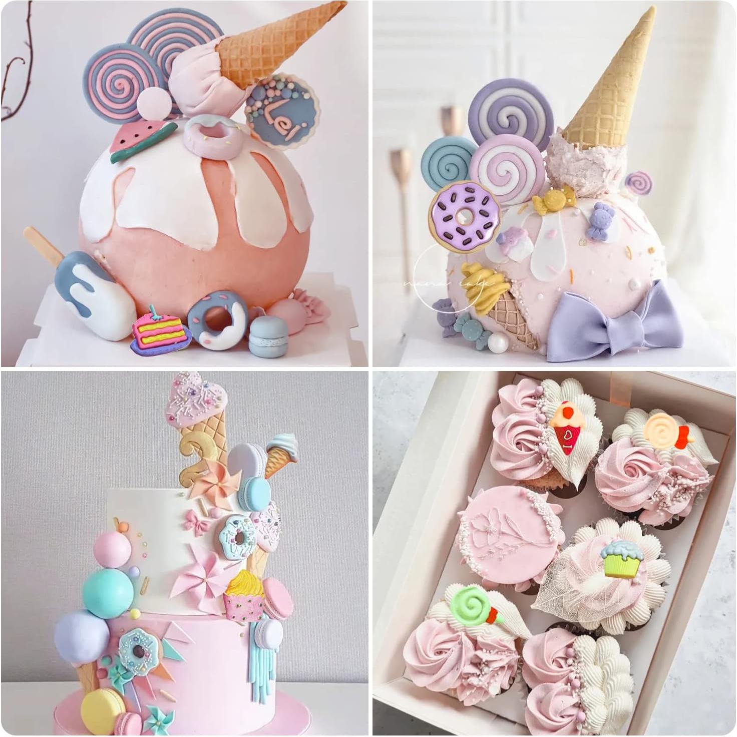 Set de 4 Moldes de Silicona para Helado ZiXiang - Fondant, Donut, Lollipop, Cupcake