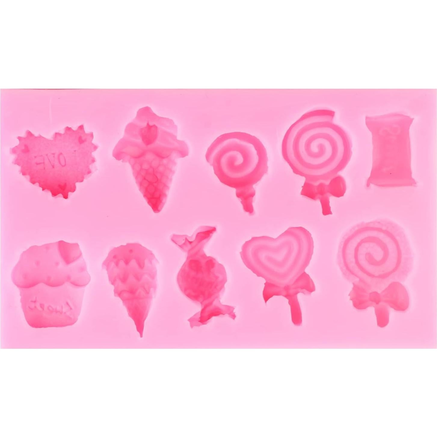 Set de 4 Moldes de Silicona para Helado ZiXiang - Fondant, Donut, Lollipop, Cupcake