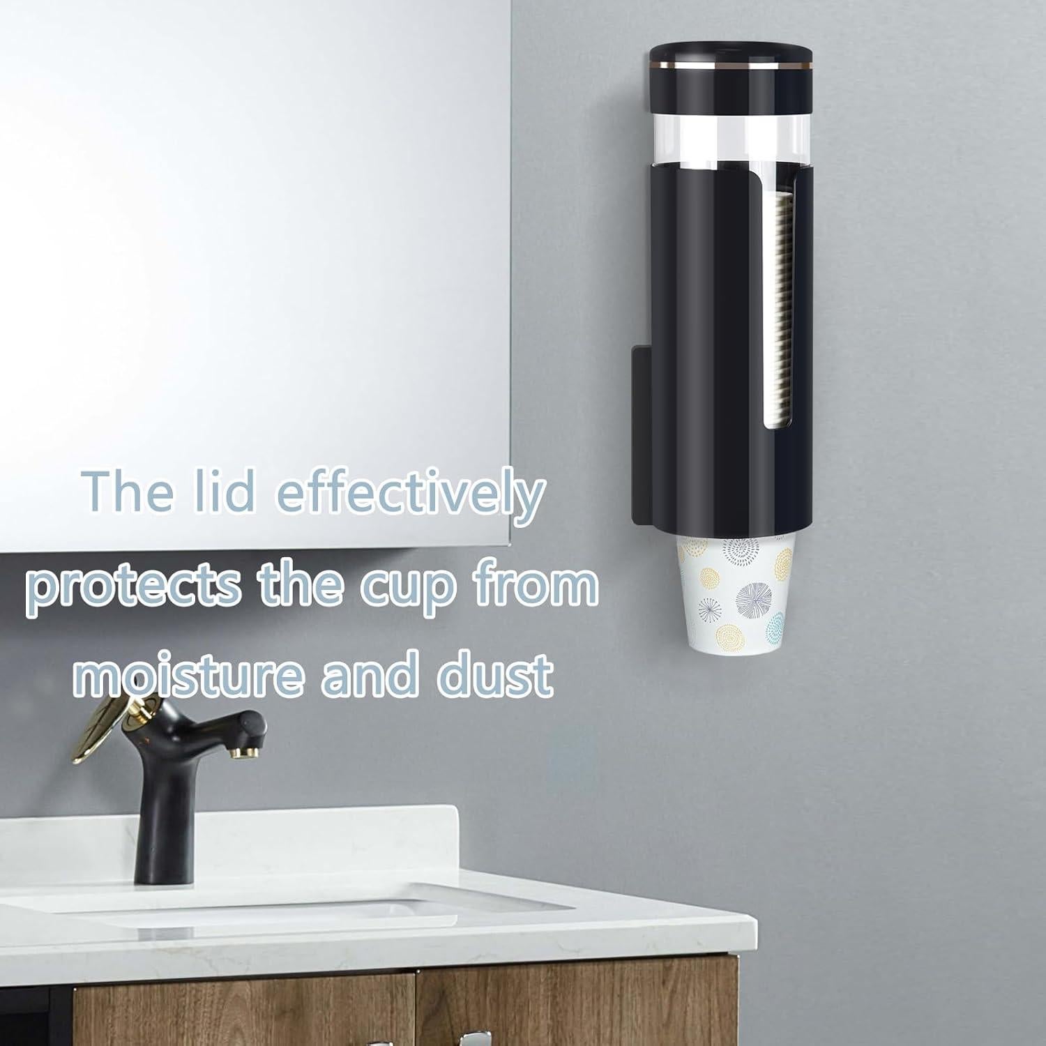 Dispensador de Tazas MYITYARD Montado en Pared Negro 4-7 oz