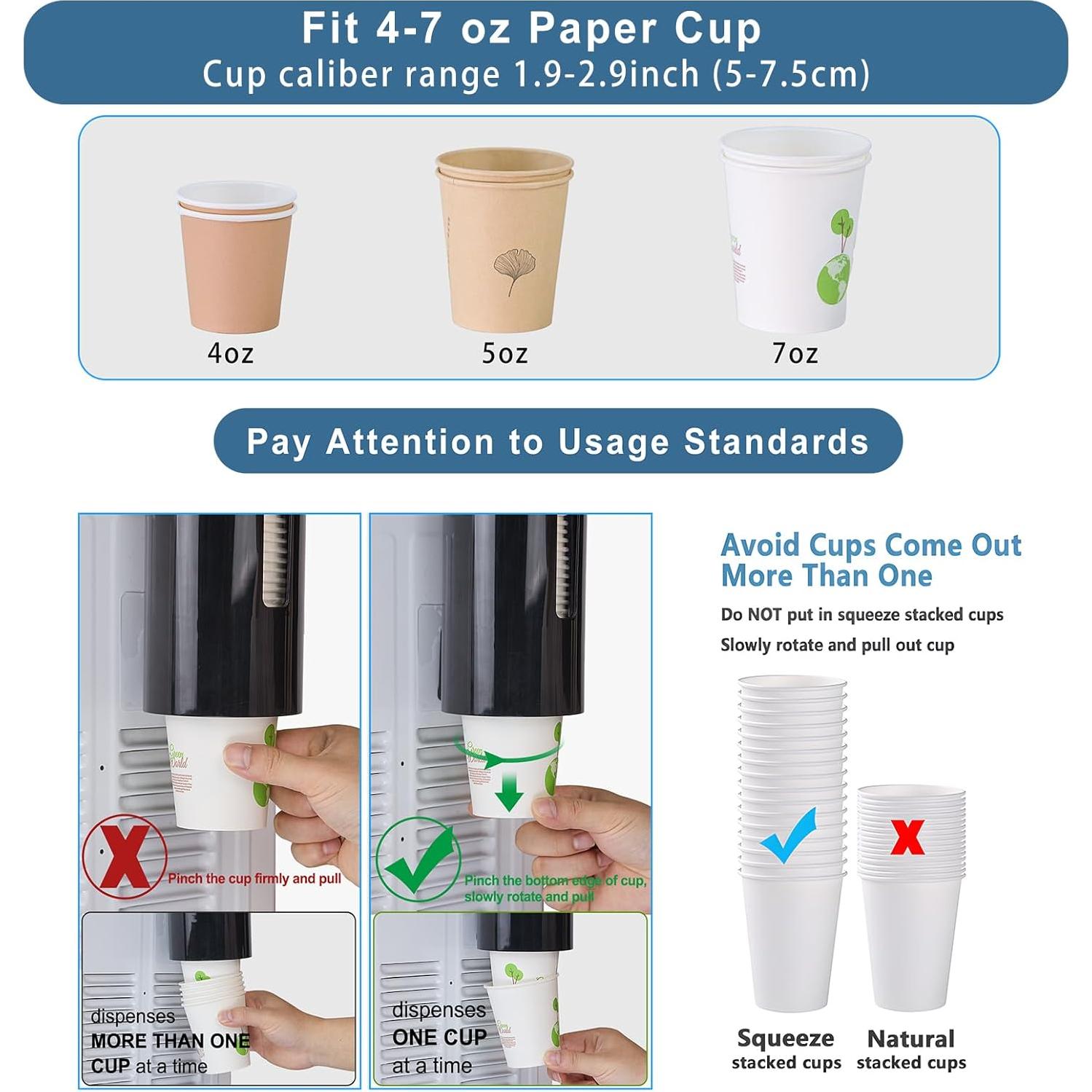 Dispensador de Tazas MYITYARD Montado en Pared Negro 4-7 oz