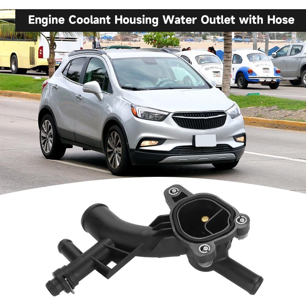 Engine Coolant Housing Water Outlet with Hose - Compatible for Chevrolet Cruze 2011-2016 - Replace Part 25193922 13251447