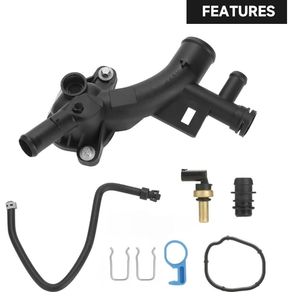 Engine Coolant Housing Water Outlet with Hose - Compatible for Chevrolet Cruze 2011-2016 - Replace Part 25193922 13251447