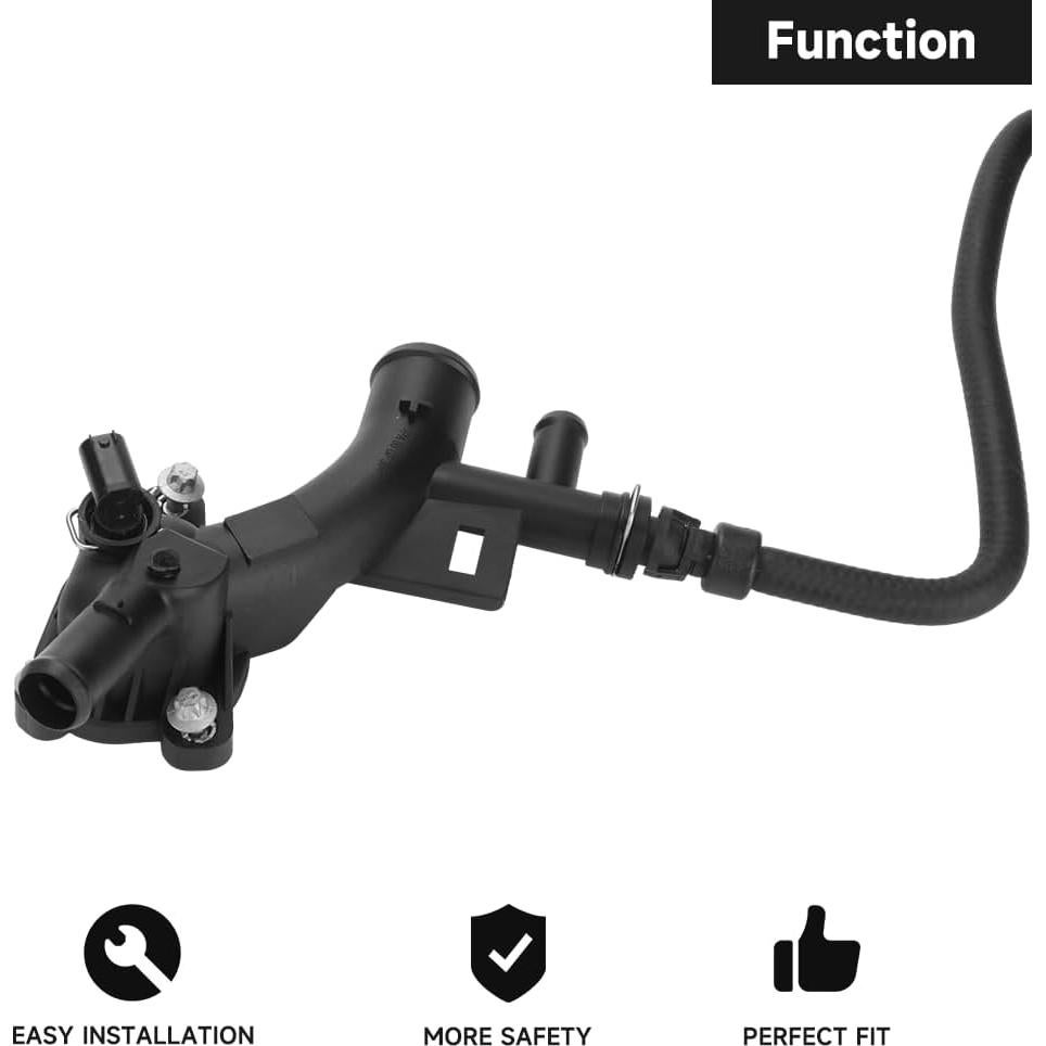 Engine Coolant Housing Water Outlet with Hose - Compatible for Chevrolet Cruze 2011-2016 - Replace Part 25193922 13251447