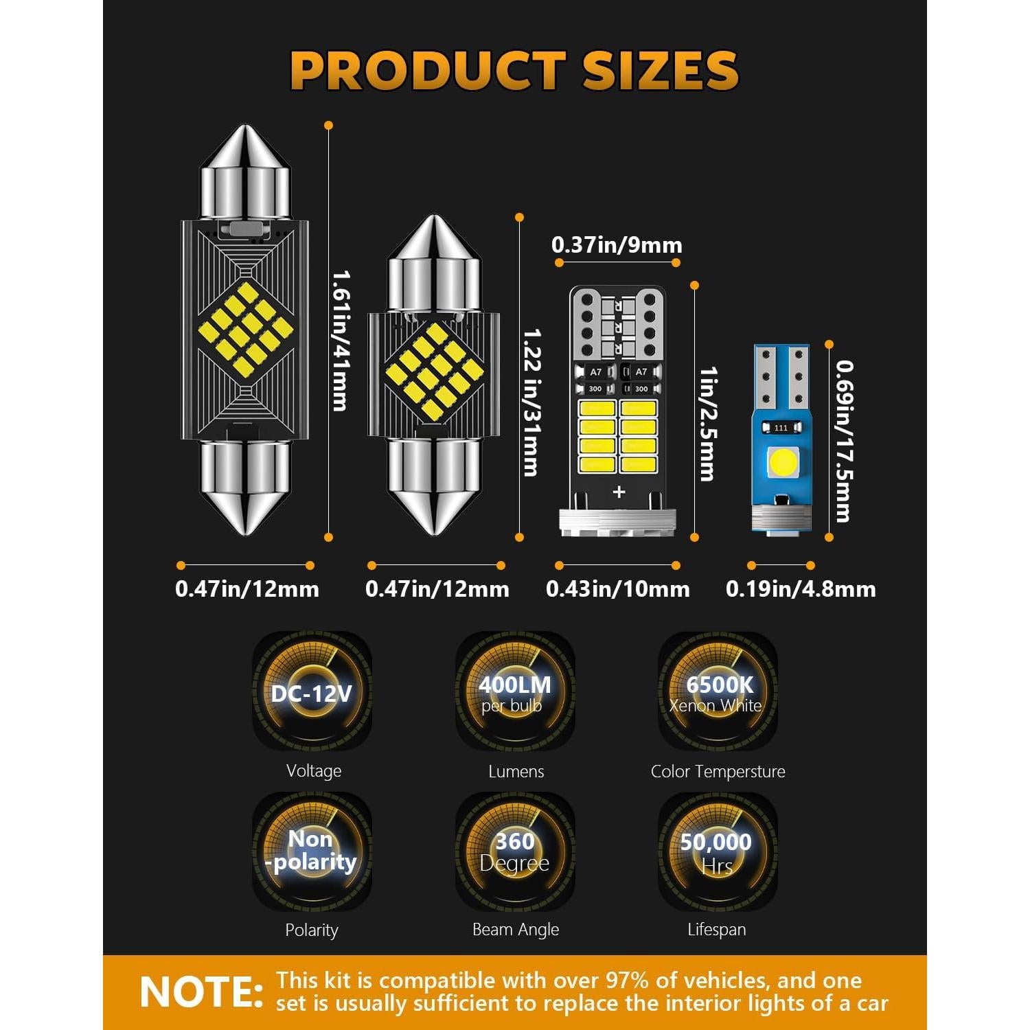 Kit de 24 Bombillas LED para Interiores de Auto Zakolak