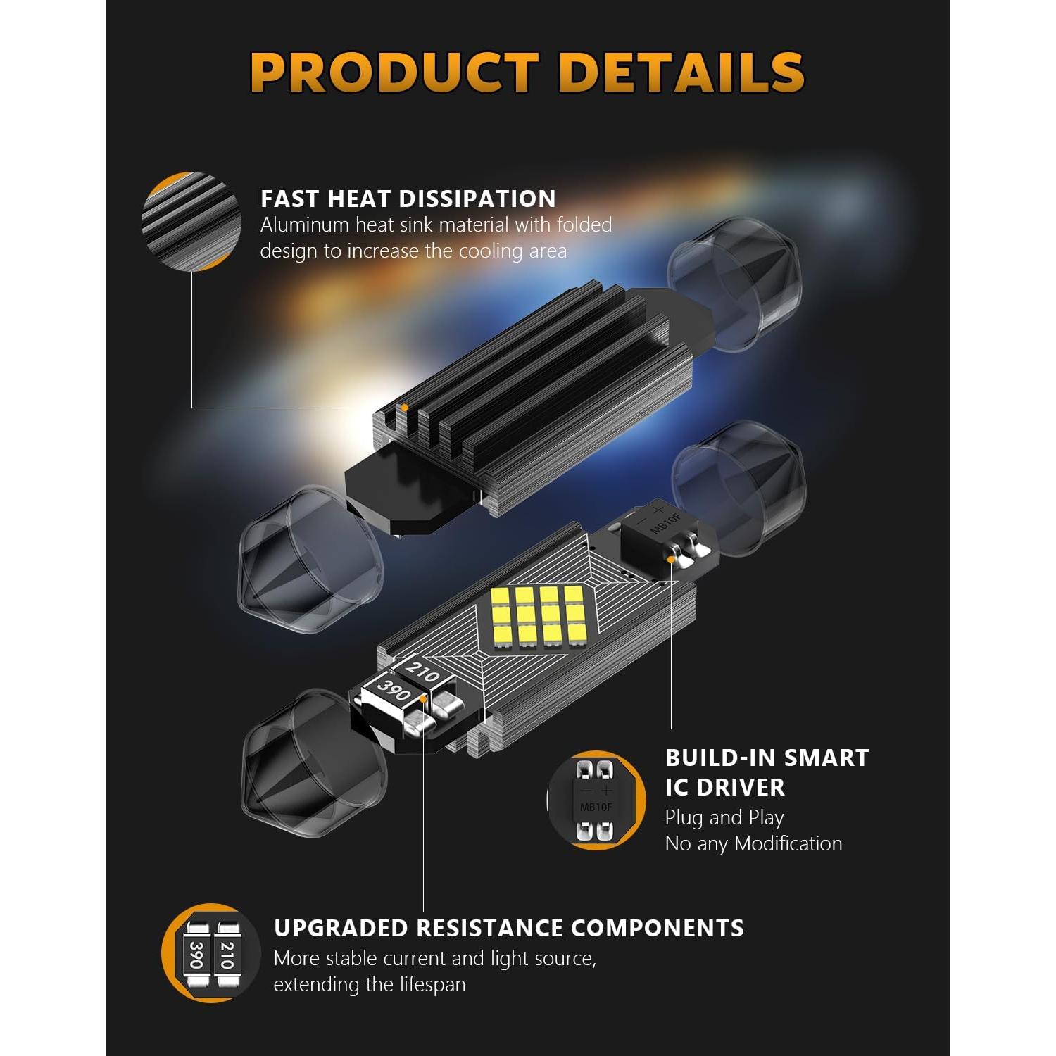 Kit de 24 Bombillas LED para Interiores de Auto Zakolak