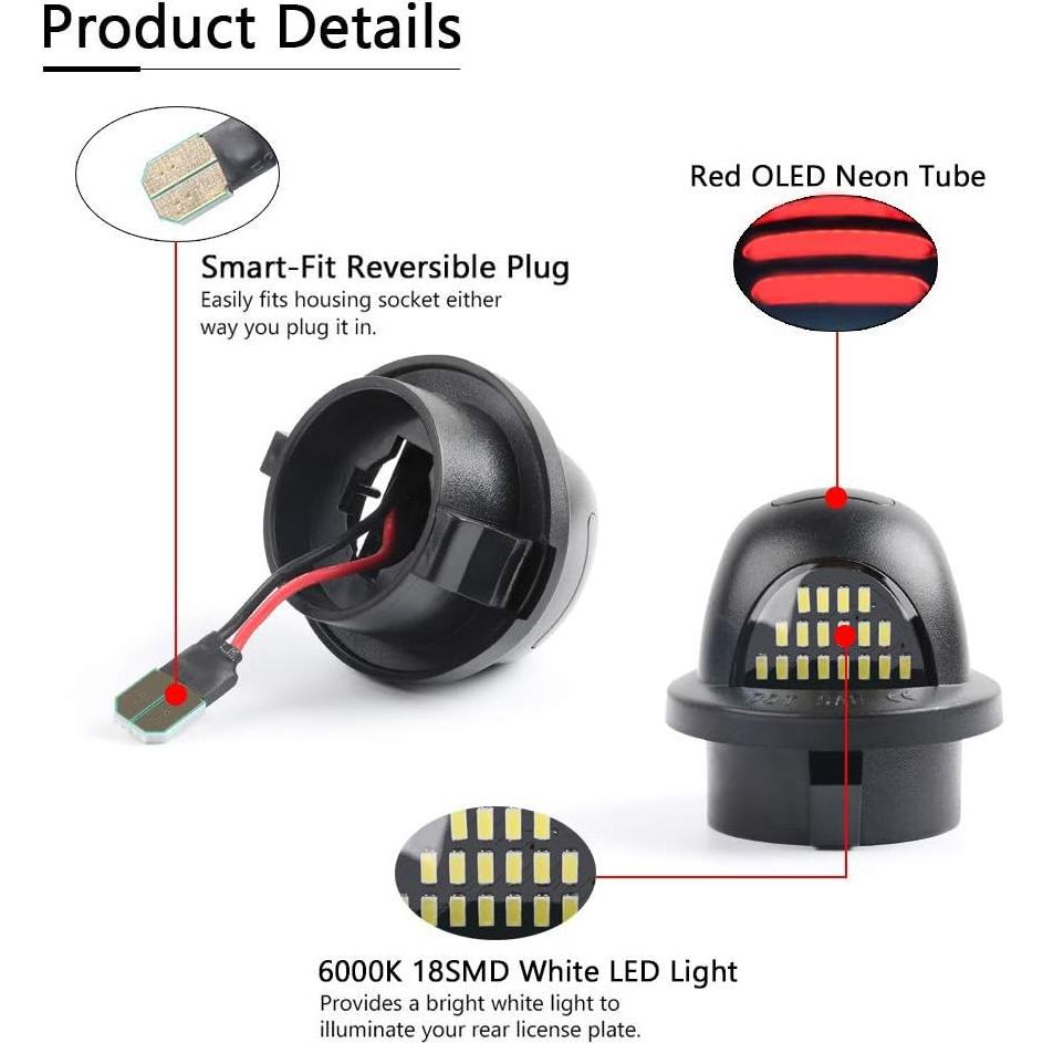 Luz de Placa de Licencia Gempro LED para Ford F150/F250 2PCS