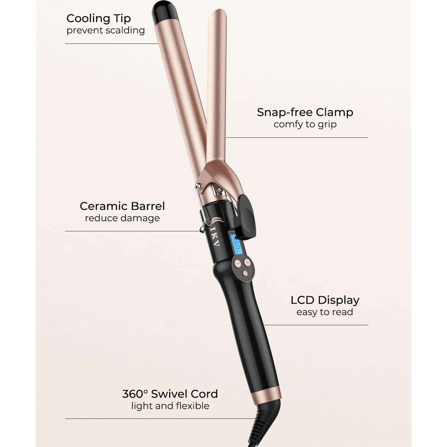 Rizador de Cerámica 1 Pulgada IKV Profesional Doble Voltaje