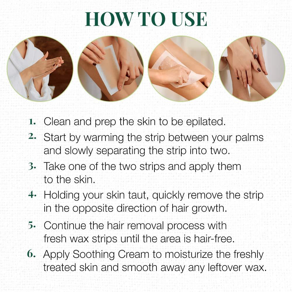 Clean + Easy Pre-Wax Body Wax Strips - Ready-to-Use Hair Removal Wax Strips for Face & Body, Easy At-Home Waxing, 12 Count