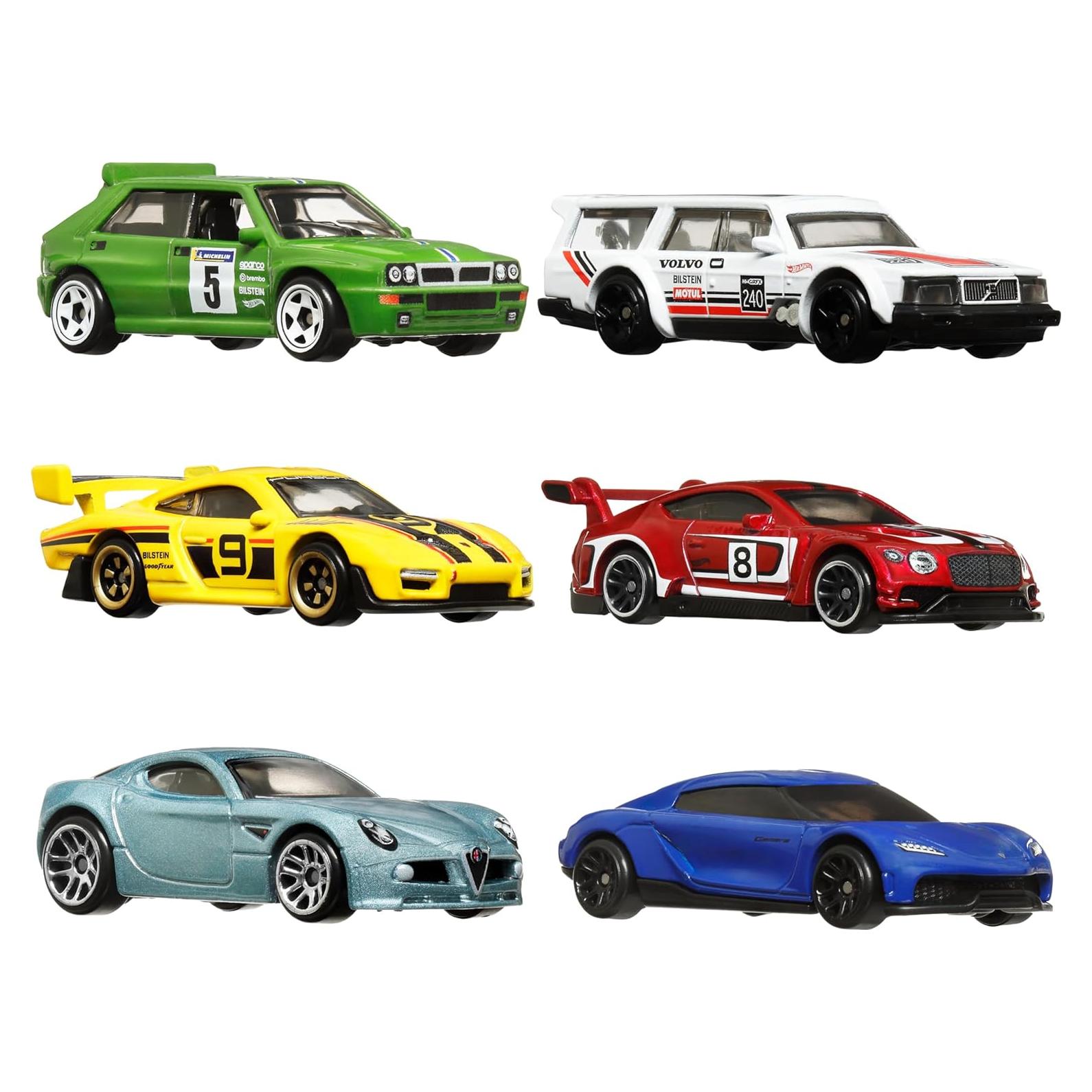 Set de 6 Autos Hot Wheels Euro 1:64 con Decoración Mejorada