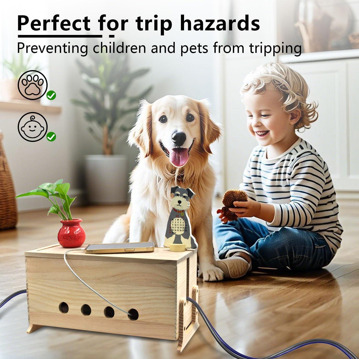 Caja Organizadora de Cables de Madera Natural Itvexeme 36.07 cm