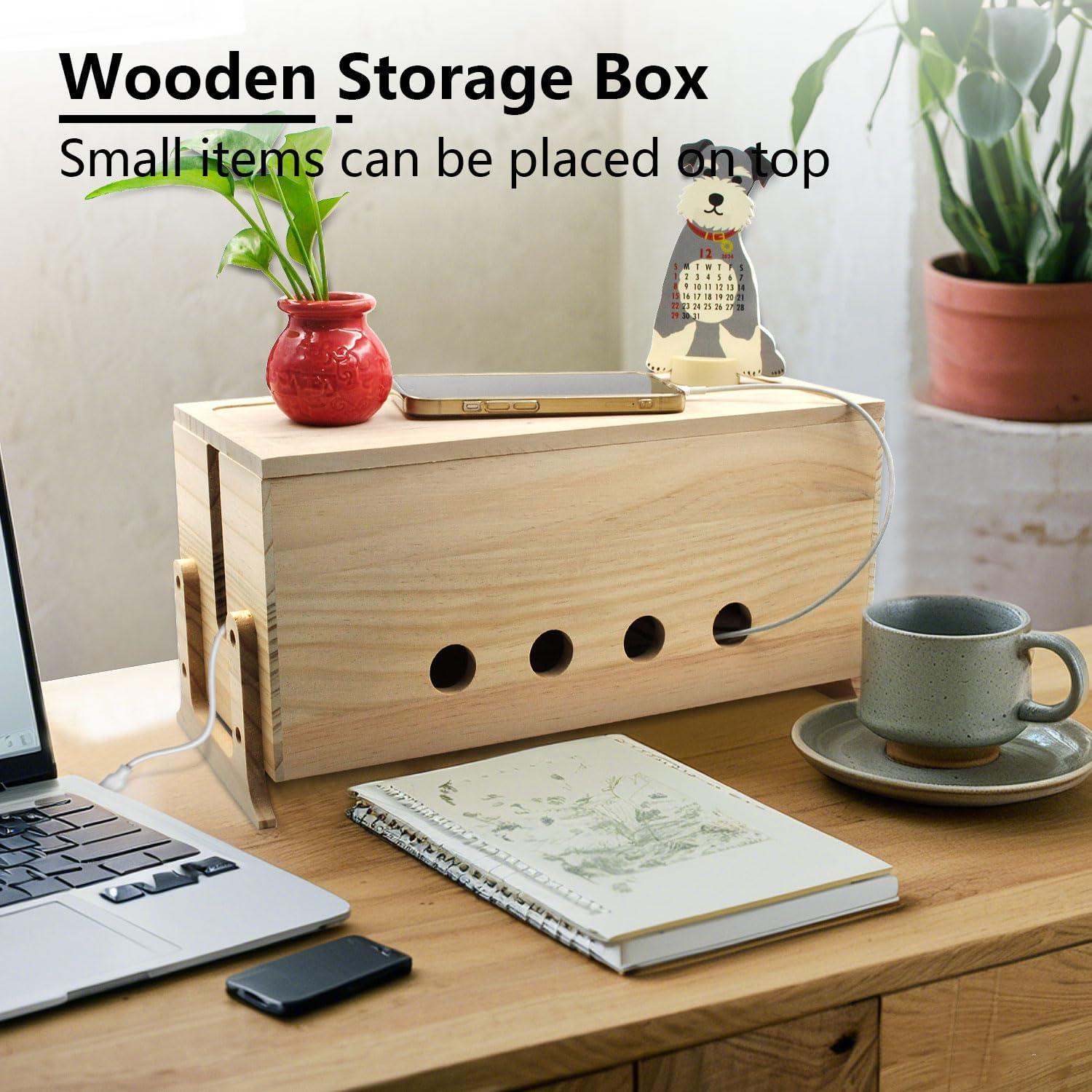 Caja Organizadora de Cables de Madera Natural Itvexeme 36.07 cm