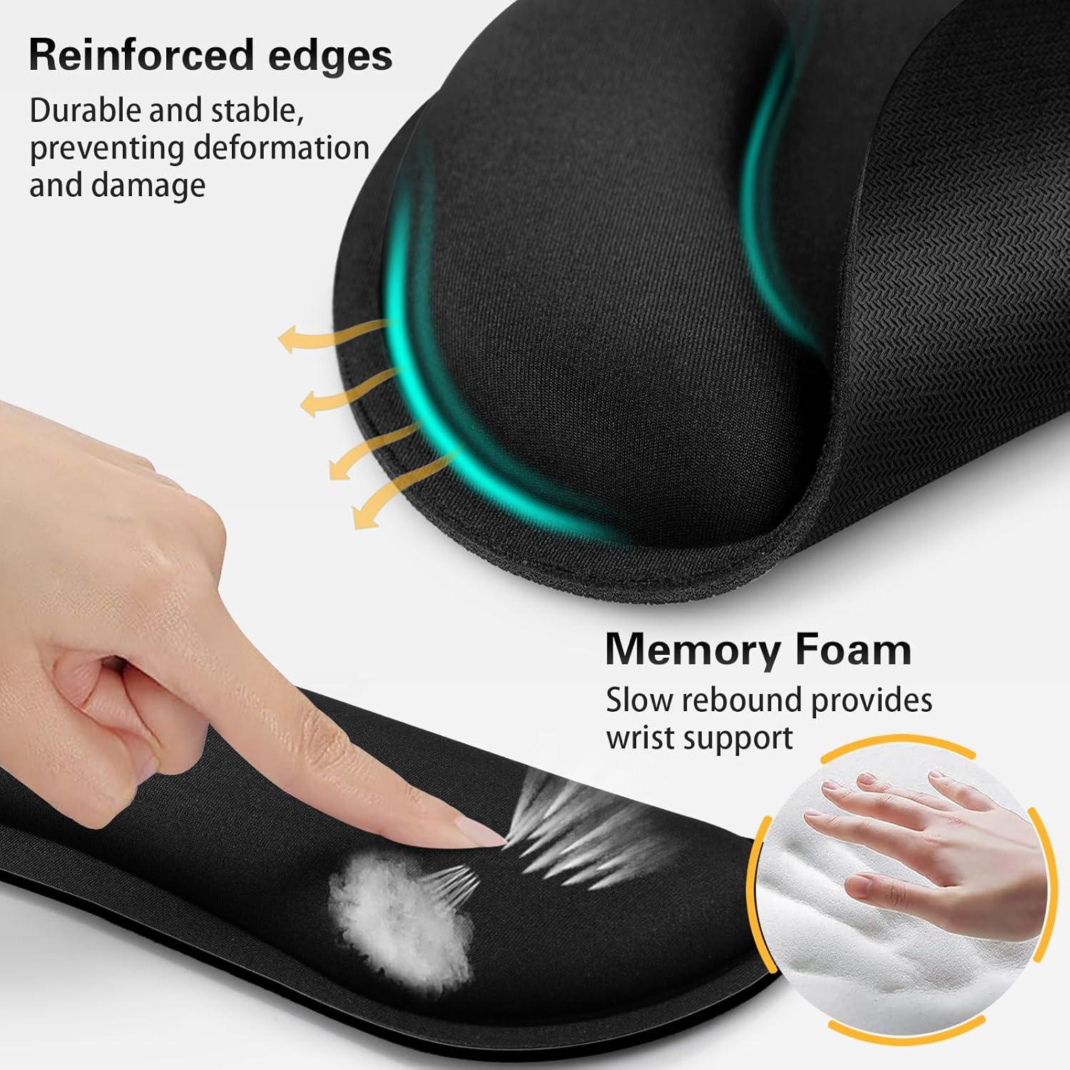 Alfombrilla de Ratón Ergonómica QOMOLAMA con Reposamuñecas 3-en-1