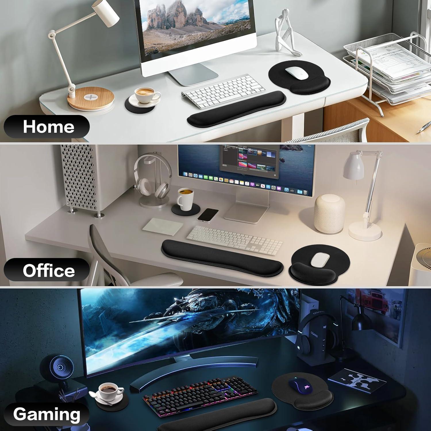 Alfombrilla de Ratón Ergonómica QOMOLAMA con Reposamuñecas 3-en-1