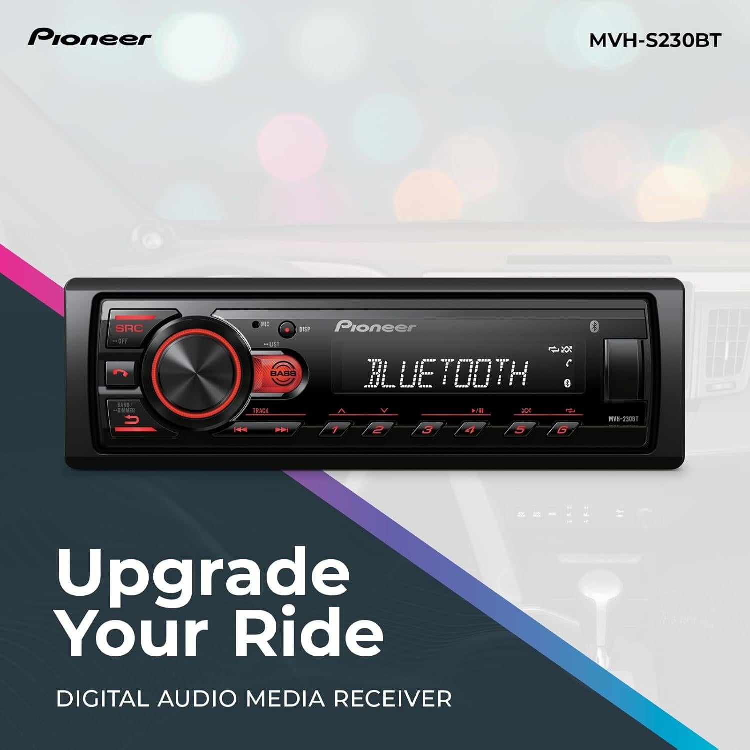 Receptor de Medios Pioneer MVH-S230BT Bluetooth USB 50W