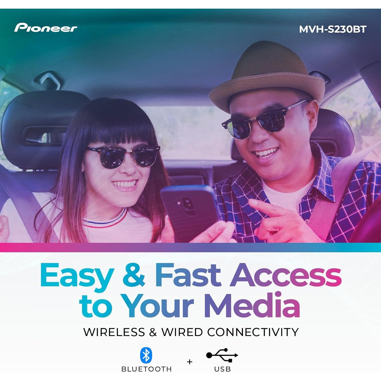 Receptor de Medios Pioneer MVH-S230BT Bluetooth USB 50W