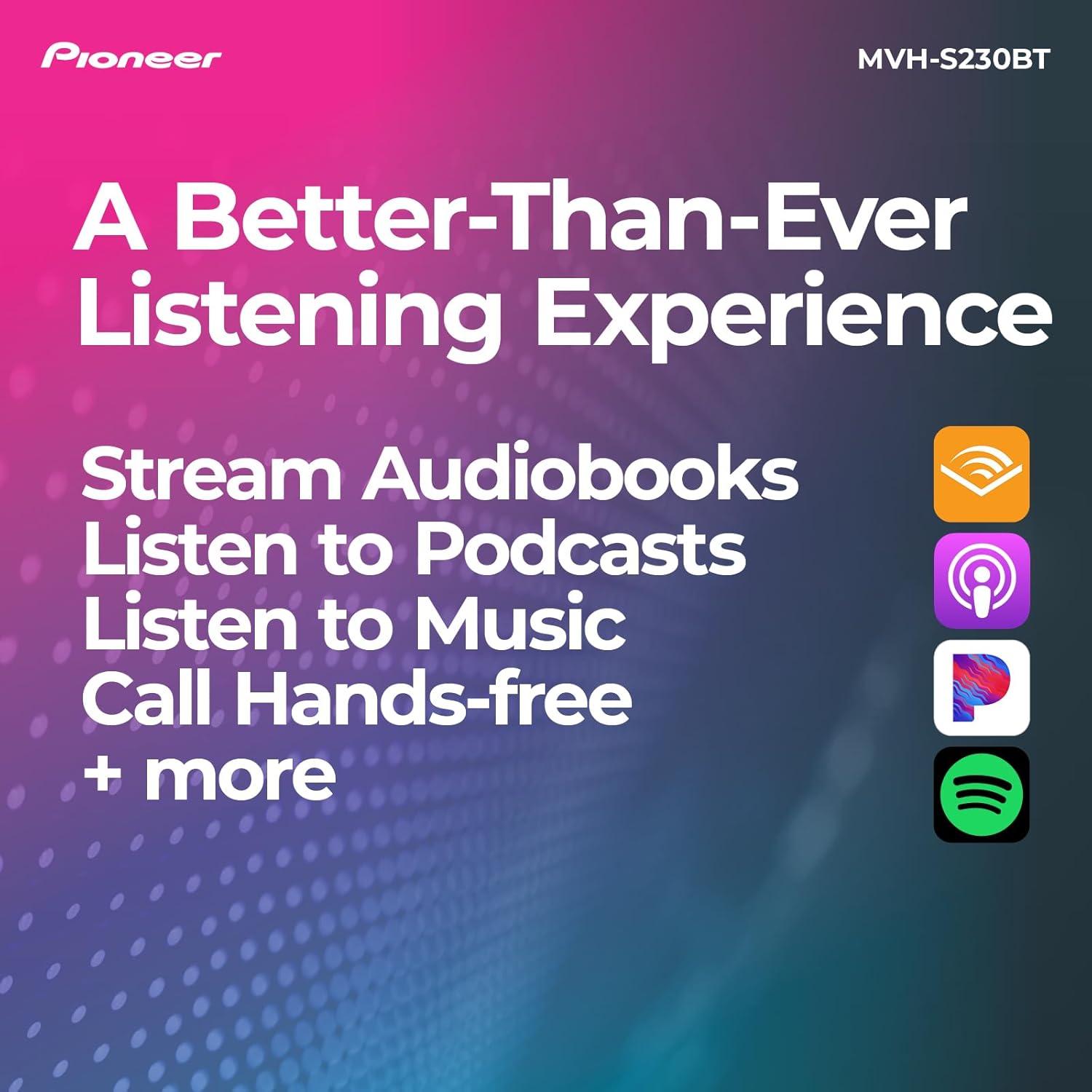 Receptor de Medios Pioneer MVH-S230BT Bluetooth USB 50W