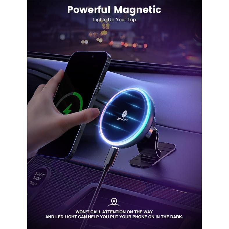 Cargador de coche MOKPR MagSafe 15W con soporte magnético