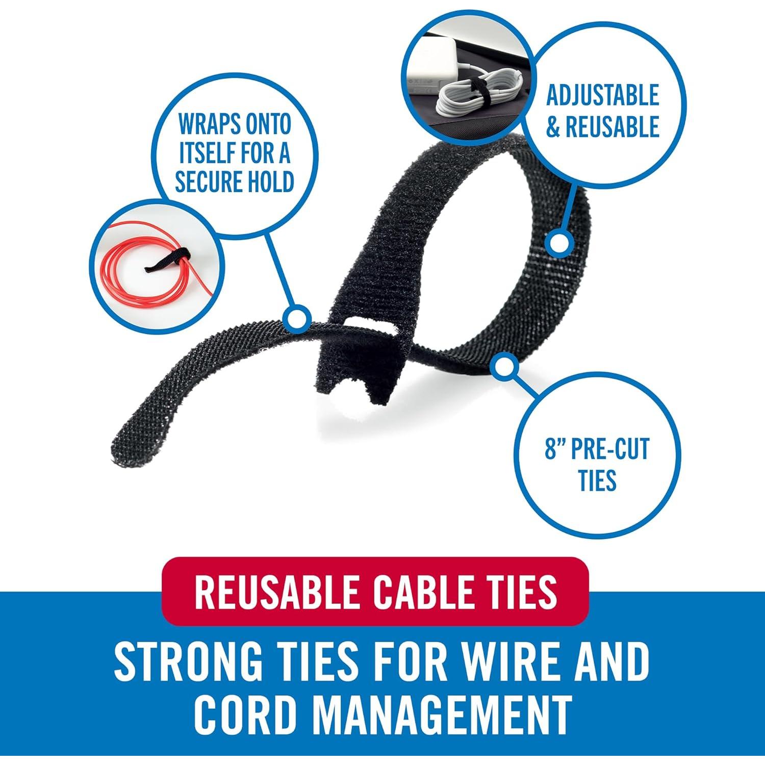 Sujetadores de Cable Reutilizables VELCRO Marca 60 Piezas 20.3 cm