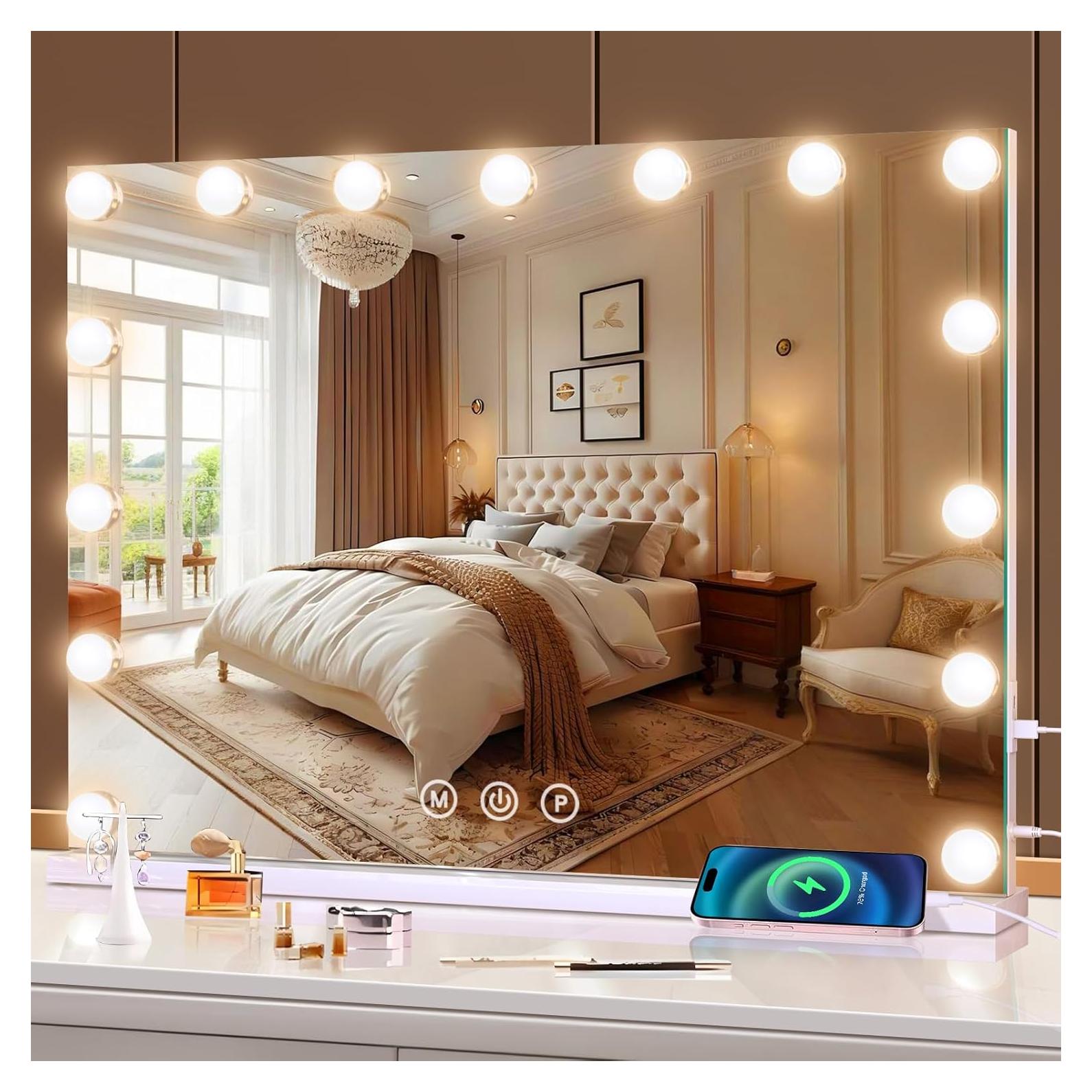 Espejo de Maquillaje Halumao con Luces LED Regulables 48.3x57.9cm