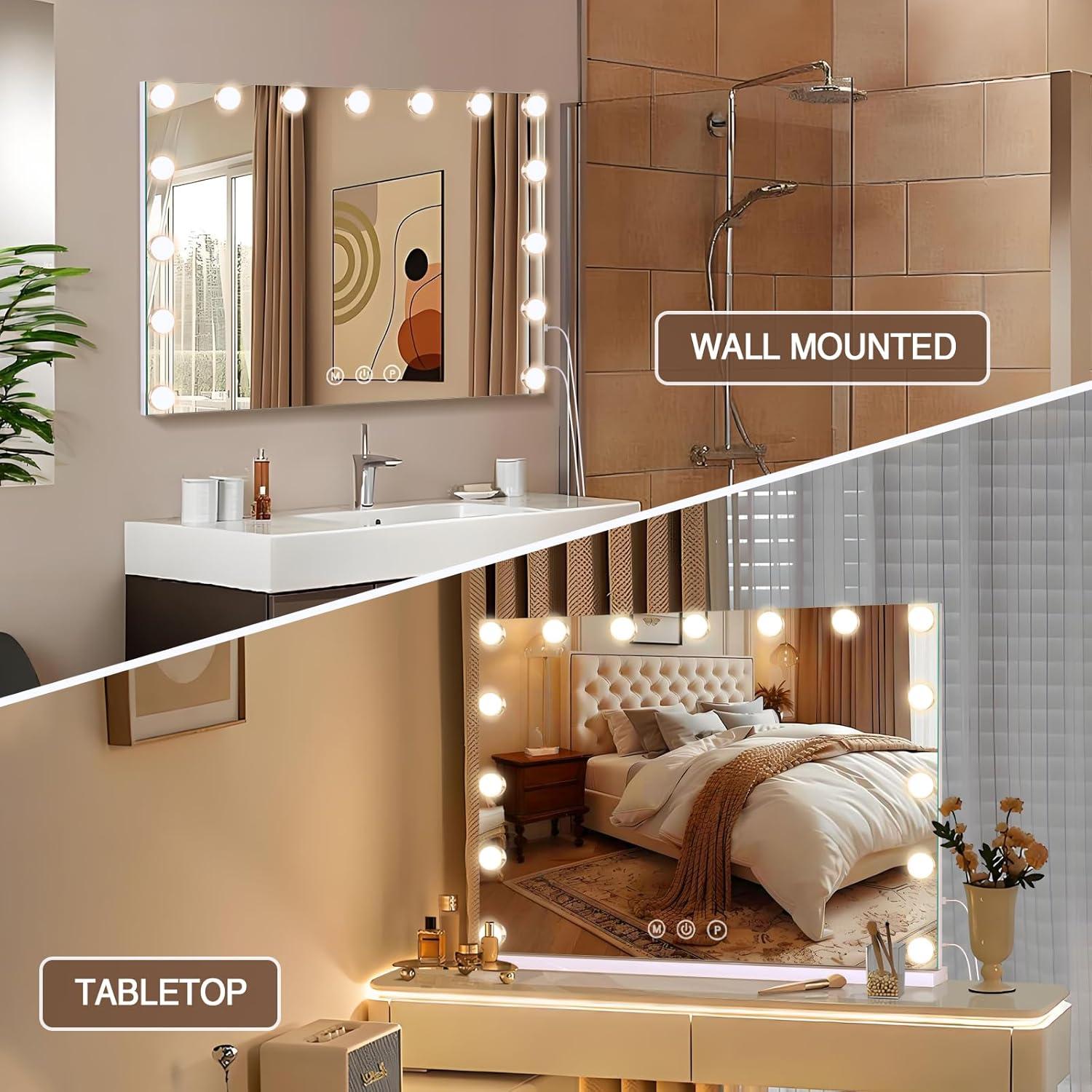 Espejo de Maquillaje Halumao con Luces LED Regulables 48.3x57.9cm