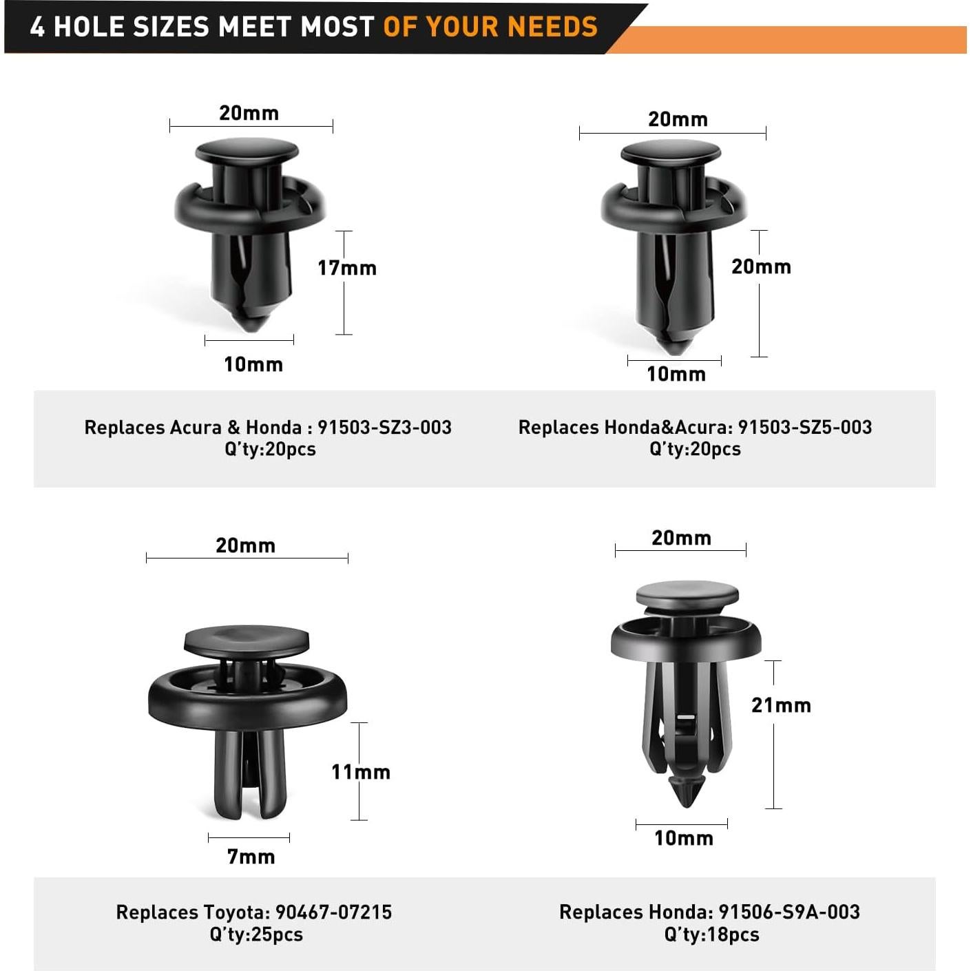 Kit de Clips de Retención GOOACC 83 Piezas para Honda y Toyota