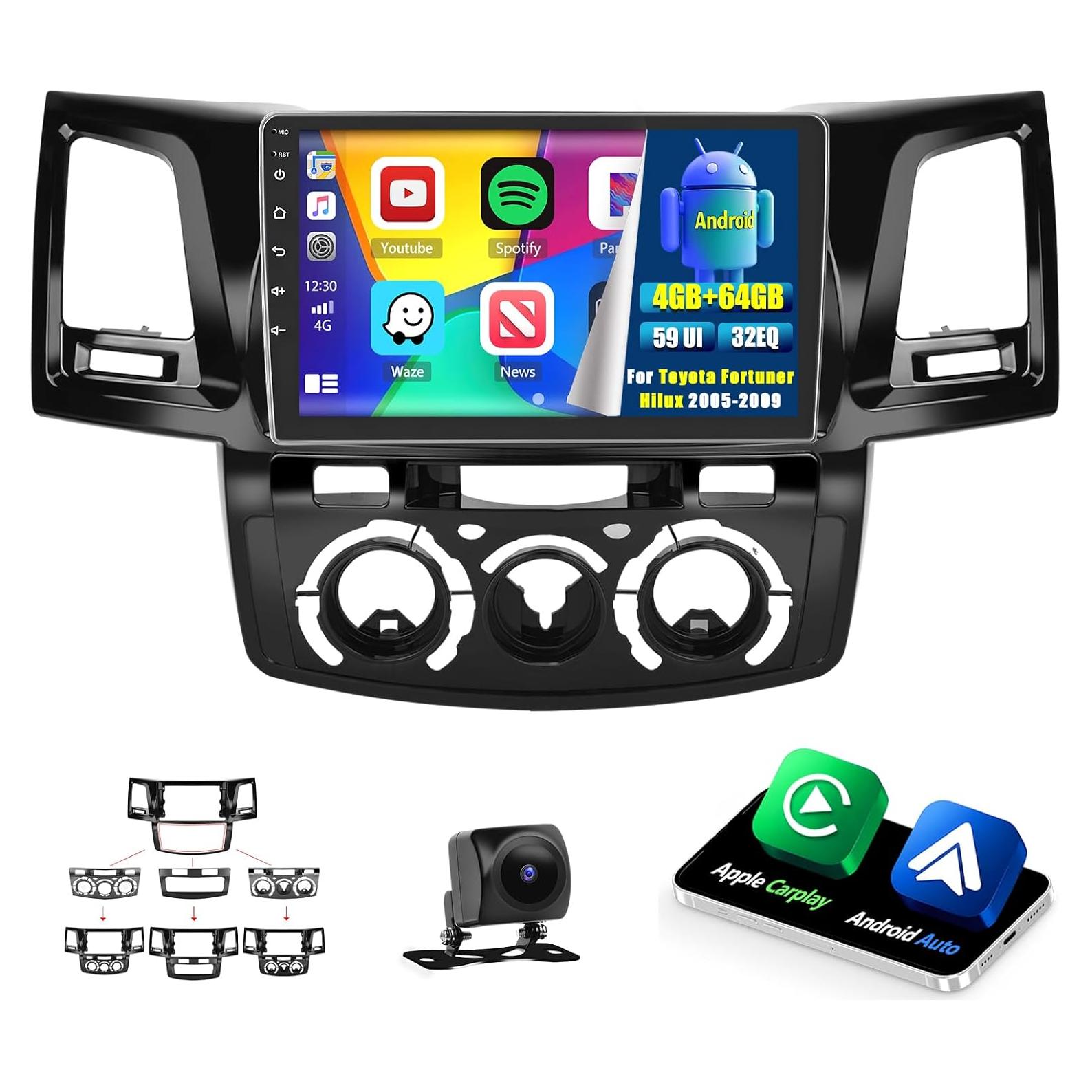 Estéreo Android Hikity 9" para Toyota Fortuner 2005-2014, 4+64GB
