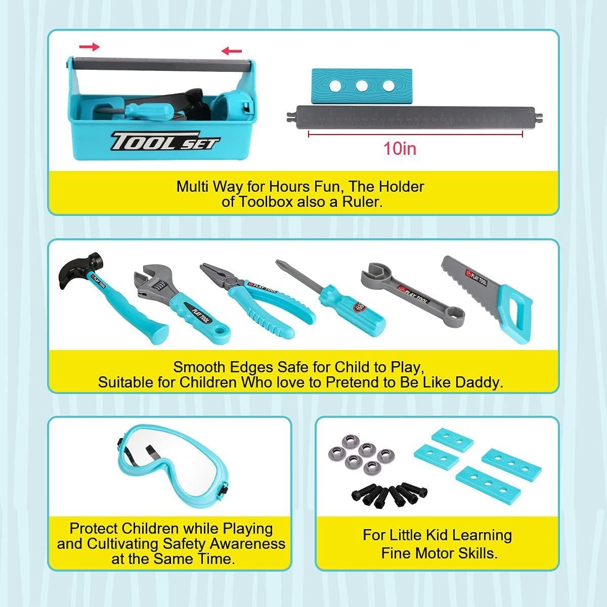 Juego de Herramientas LOYO para Niños 27 Piezas Azul